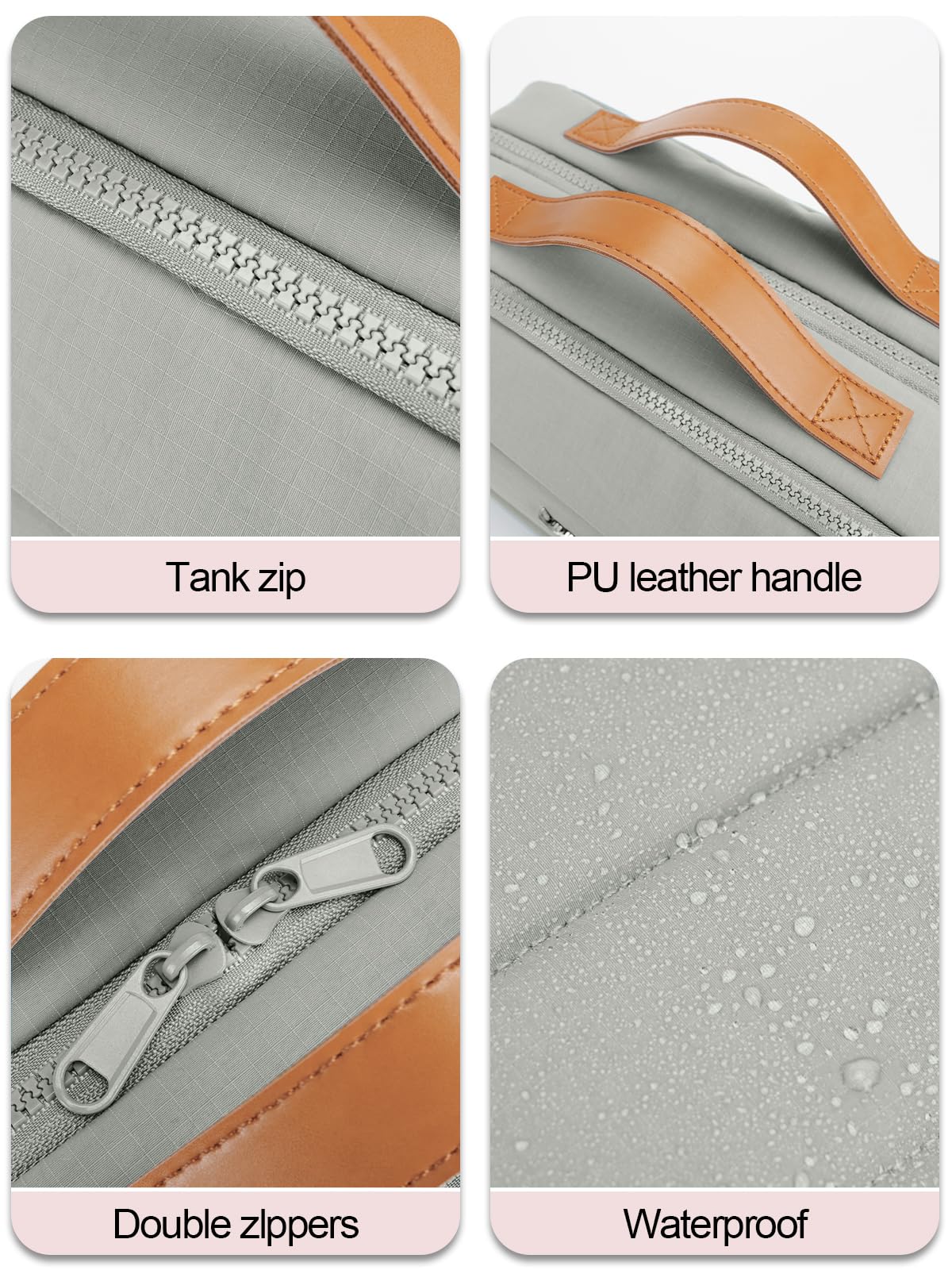 COOSKY Women's Hanging Toiletry Bag, Waterproof Travel Cosmetic Organizer with Jewelry Storage, Large Capacity Makeup Case for Full-Size Skincare & Bathroom Essentials, Portable Cosmetic kit, Grey