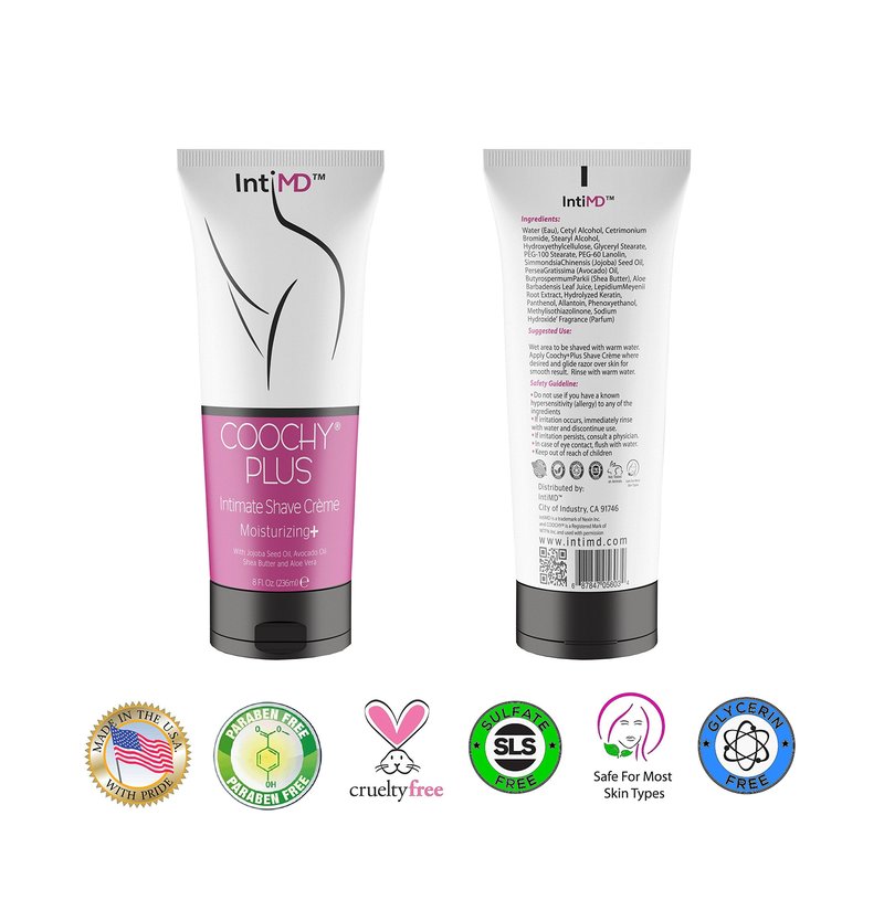 IntiMD COOCHY PLUS (2 Pack) Intimate Shave Cream Rash-Free With MOISTURIZING+ 8oz