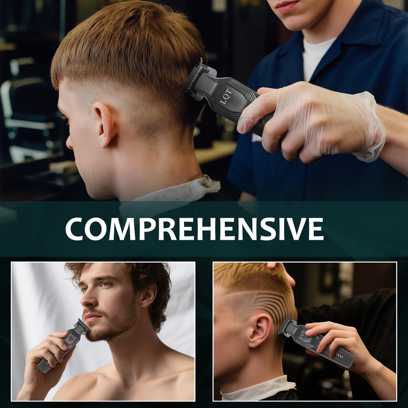 LQT Men's Beard Trimmer - All-in-One Trimmer with Precision Dial - Premium Facial Hair Groomer - USB Recharge Dock, Cordless Waterproof Wet/Dry Clipper Gift for Father