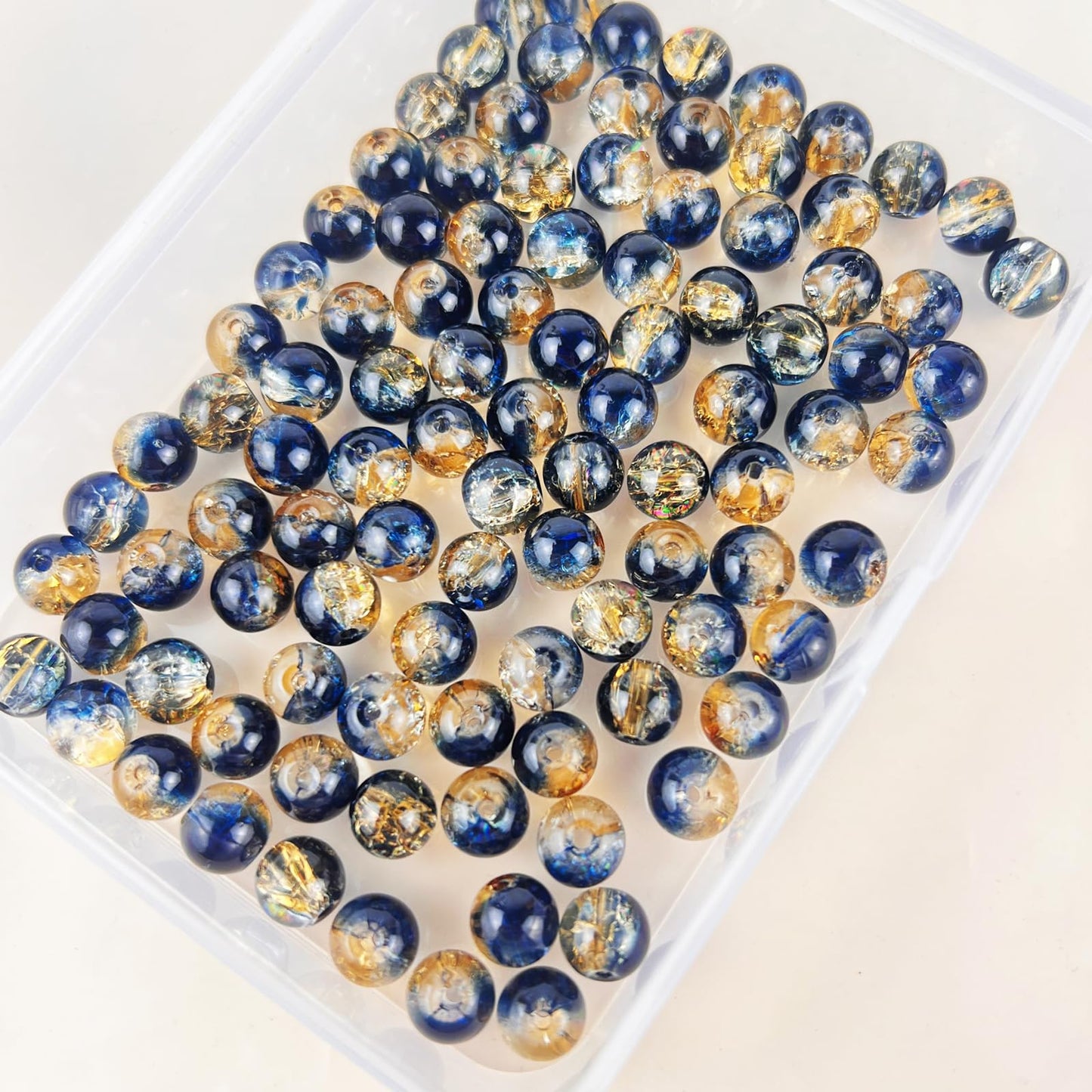 100 Pack 8mm Glass Beads for Jewelry Making, Graduated Color Mix, Bulk DIY Craft Supplies