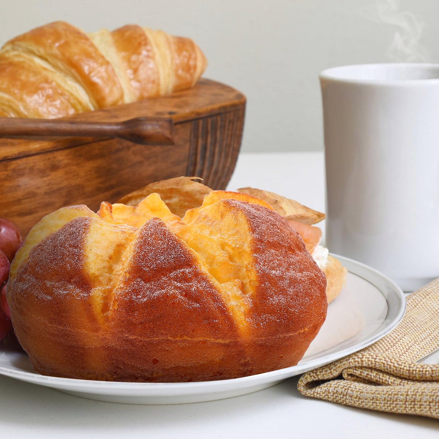 NOLITOY Artificial Loaf Bread for Simulated Decoration Imitation Crafts Round Pu Decorations Party Ornament Faux Food Modeling Kitchen, 5.50X3.14in