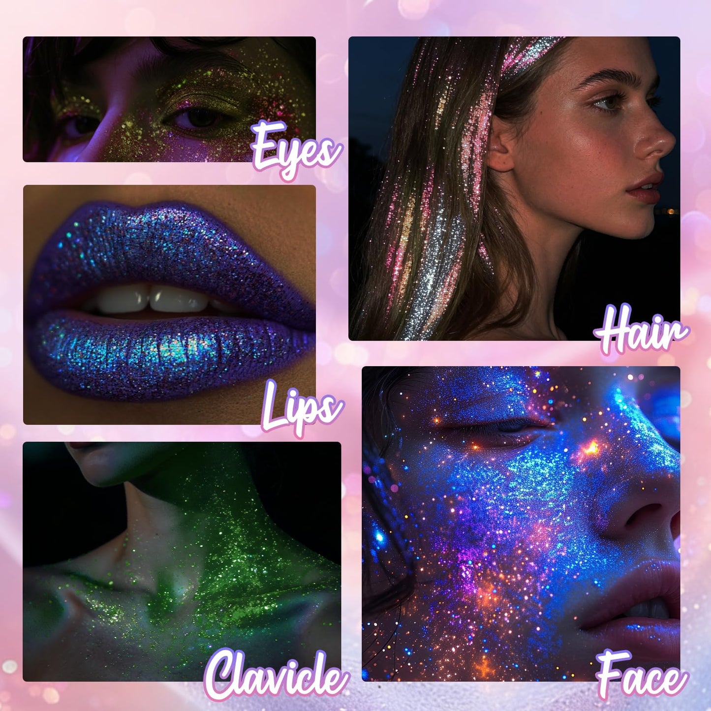 CAHOTO Dazzle Rolling Glitter for Face Body & Hair, Sparkling Holographic Shimmer, Roll-on Sequins for Singer Concert Rave Festival Halloween Party Carnival, 1.35fl.oz