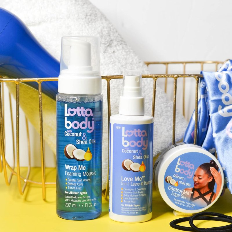Lottabody Wrap Me Foaming Mousse - Coconut & Shea Oil Curl Definer | 7 oz Moisture-Rich Formula for Curly & Coily Hair