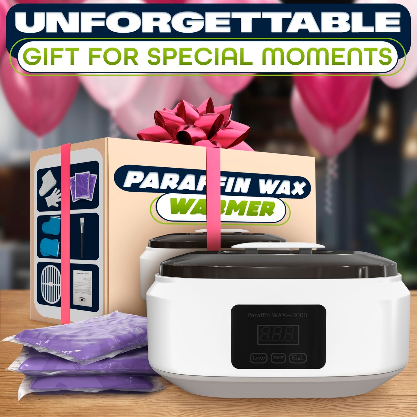 Paraffin Wax Machine for Hand and Feet – 3400ml Paraffin Wax Warmer, Adjustable Temperature with Two Modes, 110V Only (Not 220V) – Full Kit with Refill Packs, Reusable Mitts, Booties, Liners and Brush