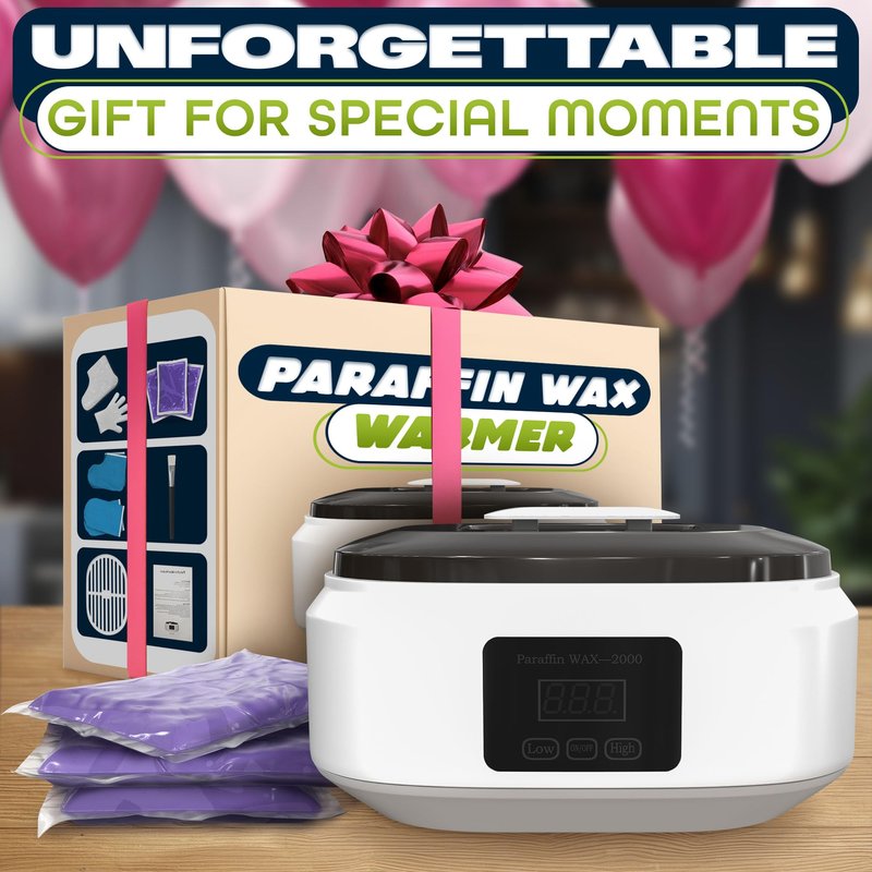 Paraffin Wax Machine for Hand and Feet – 3400ml Paraffin Wax Warmer, Adjustable Temperature with Two Modes, 110V Only (Not 220V) – Full Kit with Refill Packs, Reusable Mitts, Booties, Liners and Brush