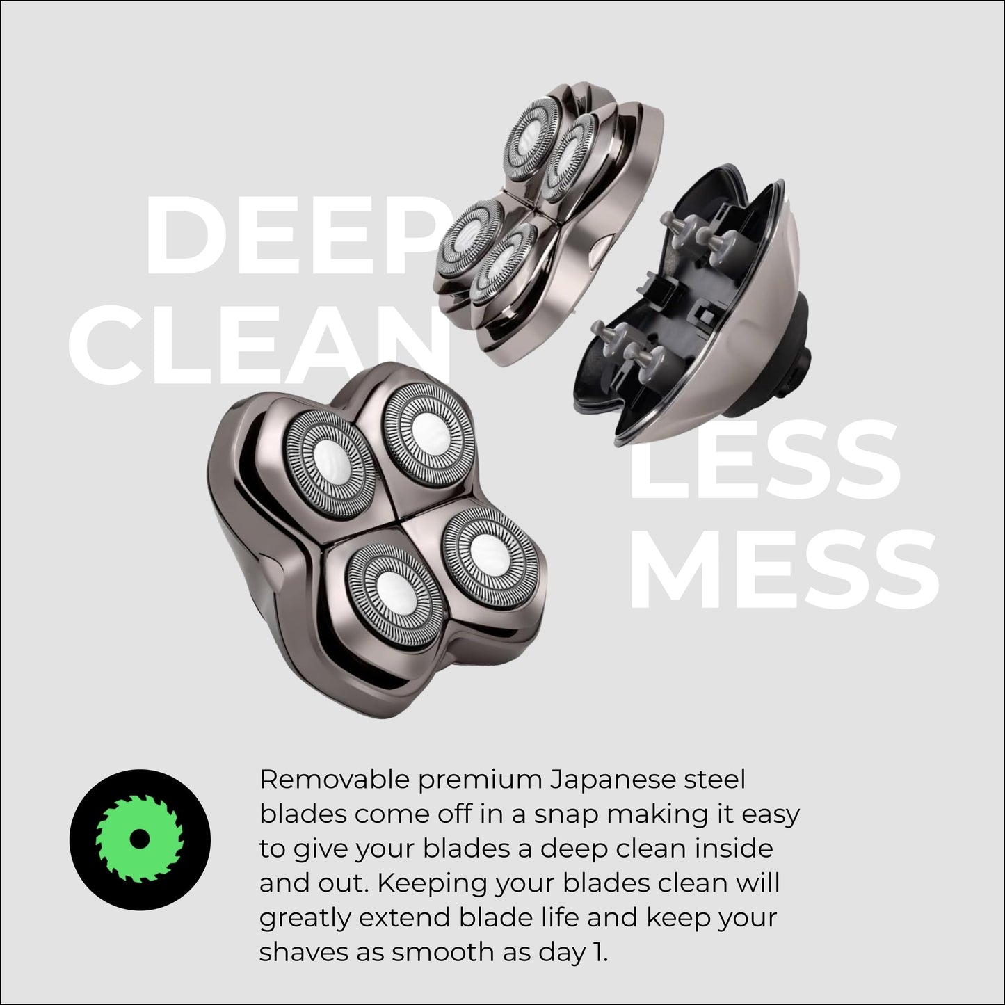 Skull Shaver Carver PRO 4 Head Replacement Blade - Shaver Blade for Wet & Dry Shaving - Rotary Heads Design - Japanese Stainless Steel - Compatible with Pitbull, Palm & Butterfly Kiss Shavers