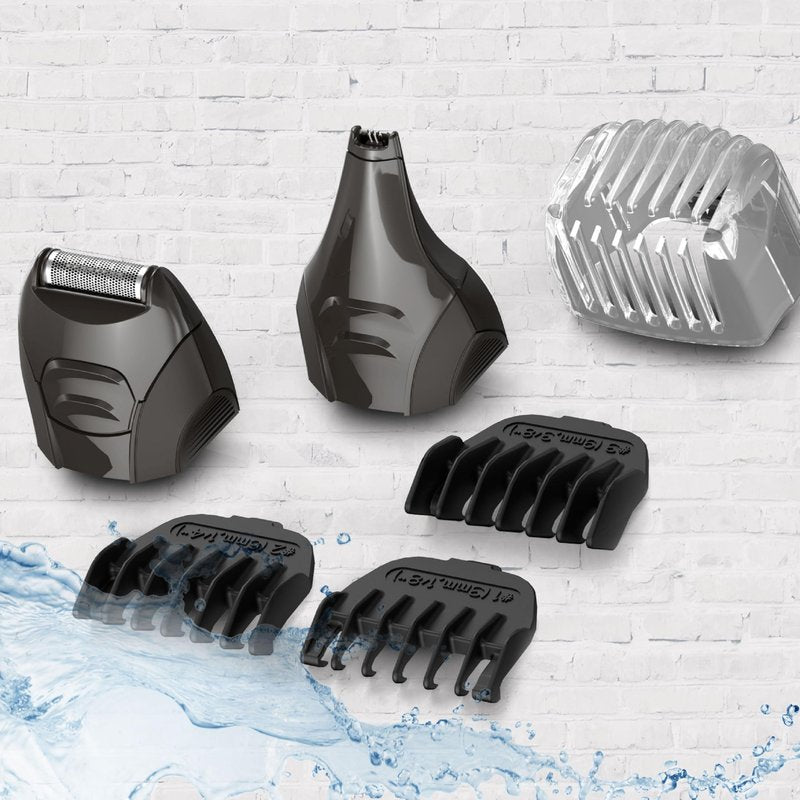 Remington All-in-One Grooming Kit, Lithium Powered, 8 Piece Set with Trimmer, Men's Shaver, Clippers, Beard and Stubble Combs, PG6025, Black