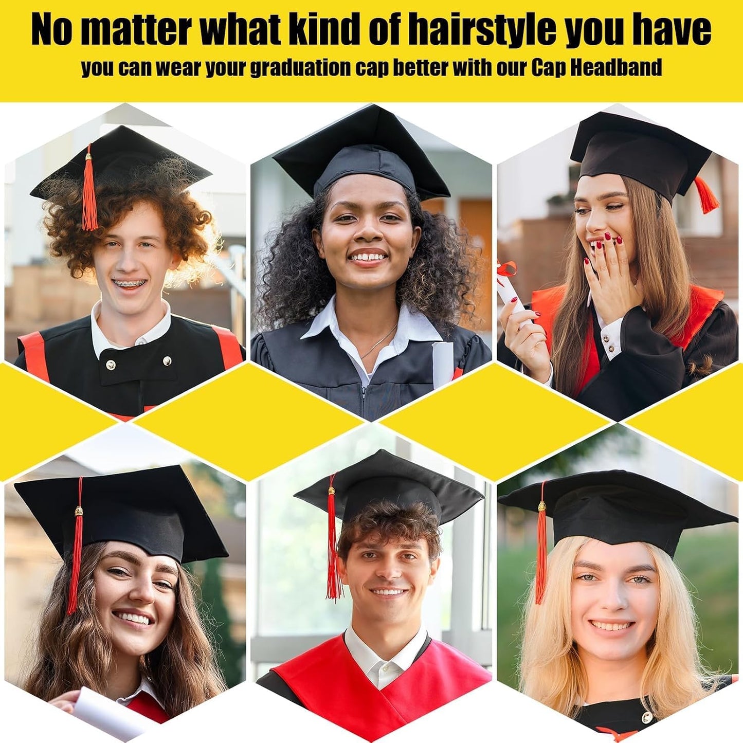 Graduation Cap Headband - 2 PCS Adhesive Felt Hair Band Accessories for Graduates