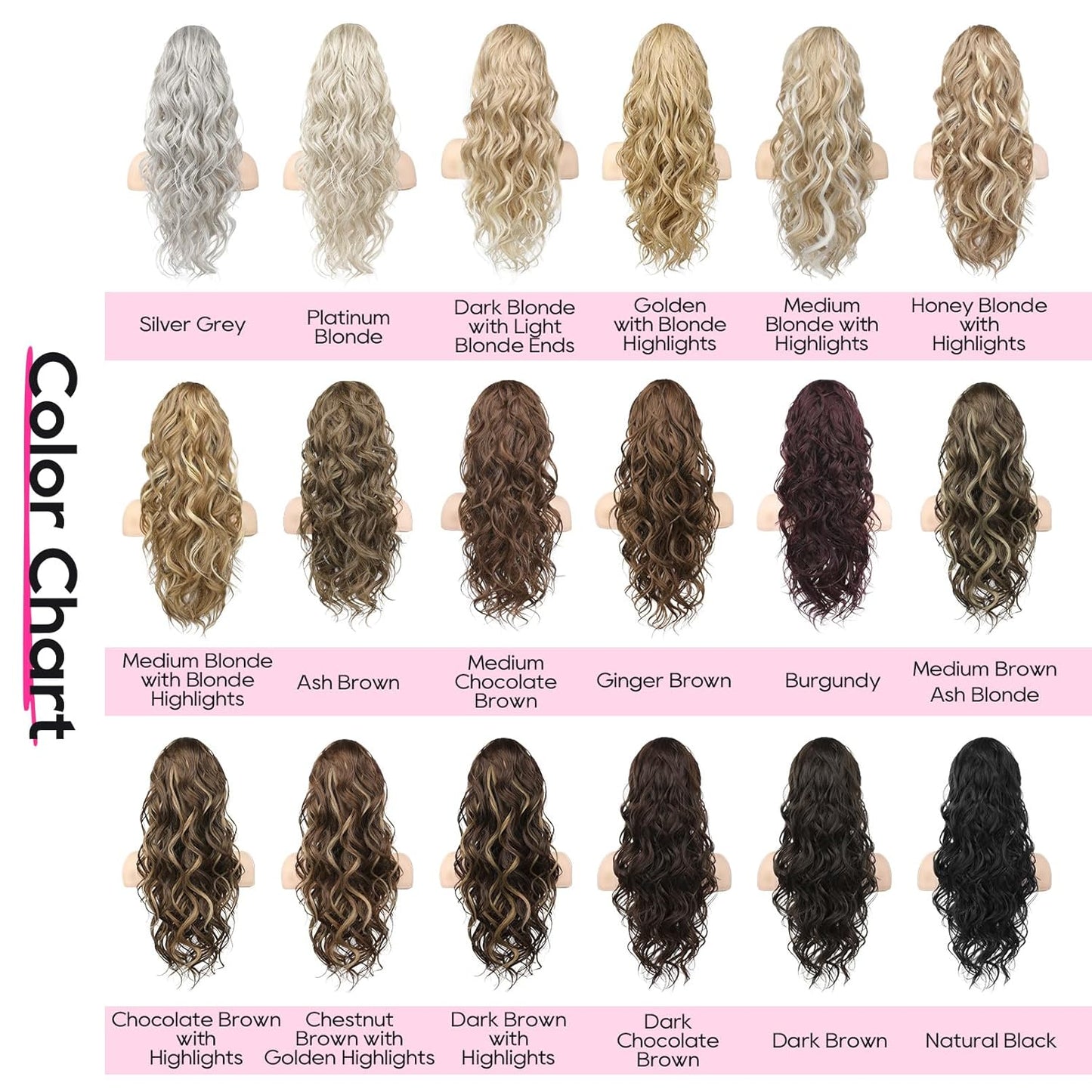 REECHO Ponytail Extension - 12" Claw Clip Short Hair Extension | Natural Synthetic Hairpiece in Chocolate Brown with Highlights