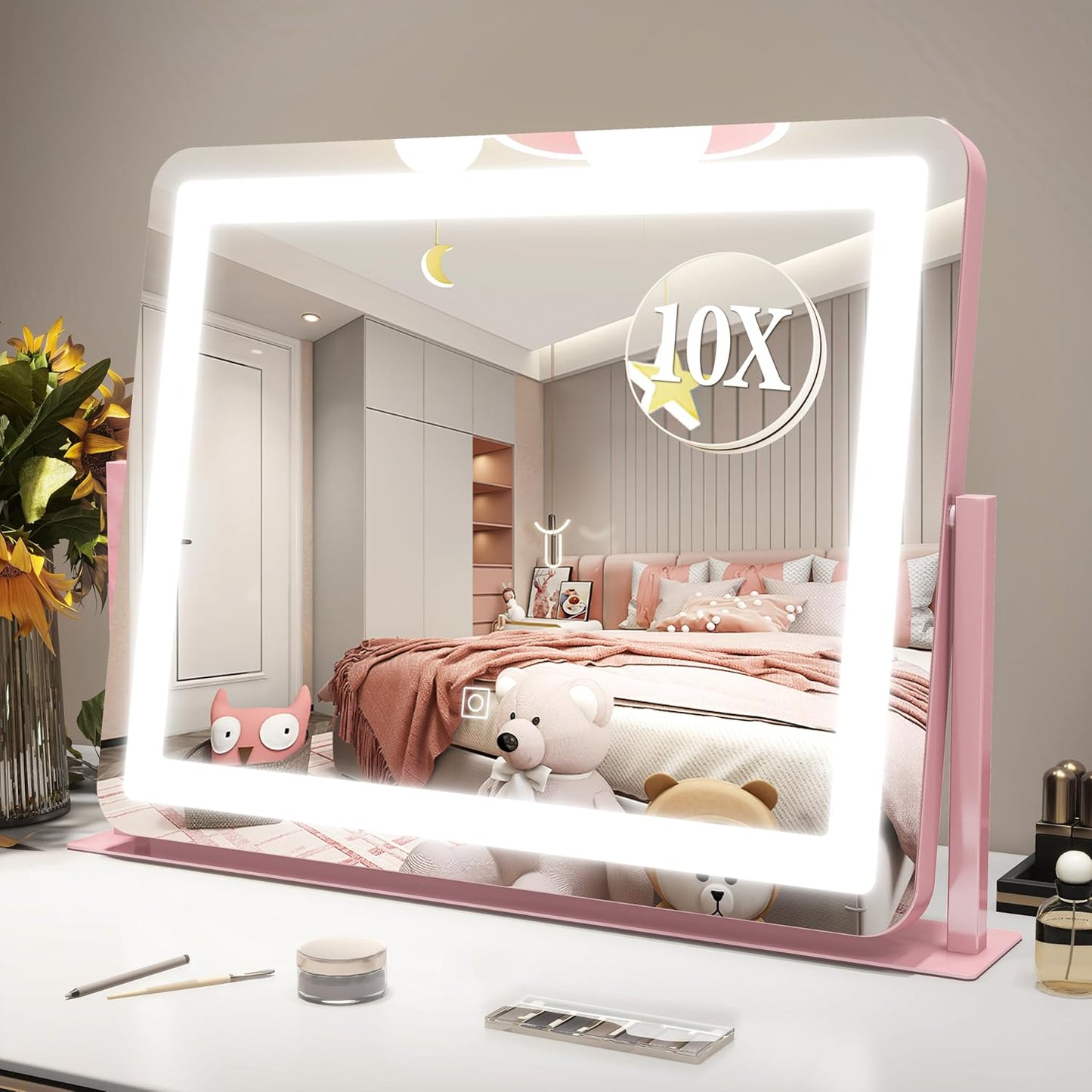 Lighted Vanity Mirror - 23x18 Inch Dimmable LED with Touch Control | Large Makeup Mirror for Dressing Room