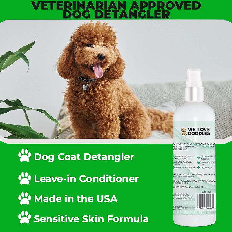 Dog Detangler Spray - Leave-In Conditioner for Dogs | Dematting & Tangle Remover - Lavender Scented 8oz