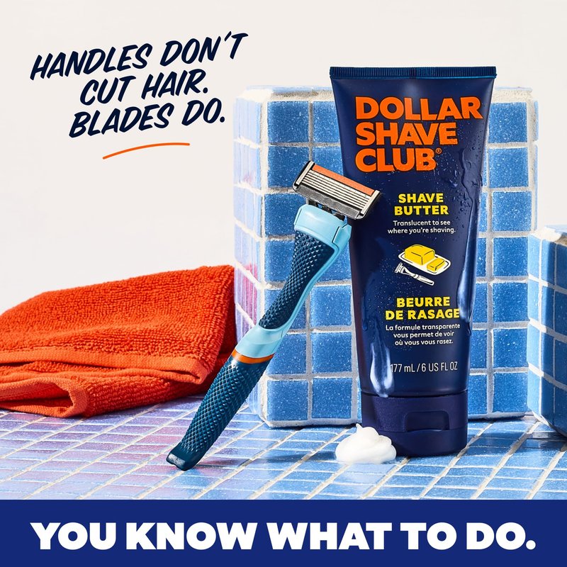 Dollar Shave Club | Razor Handle (2 Pack) Blue | Replacement Razor Blade Handles | Not Compatible with Other Razor Brands
