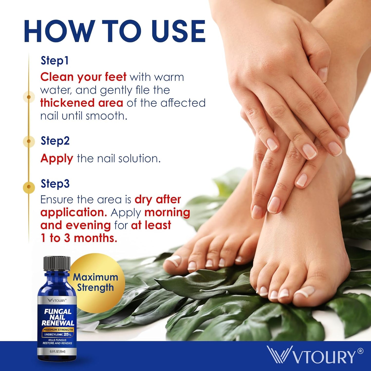 Toenail Fungus Treatment - Extra Strength Solution with Undecylenic Acid & Tea Tree Oil | 15ml, 2 Bottles