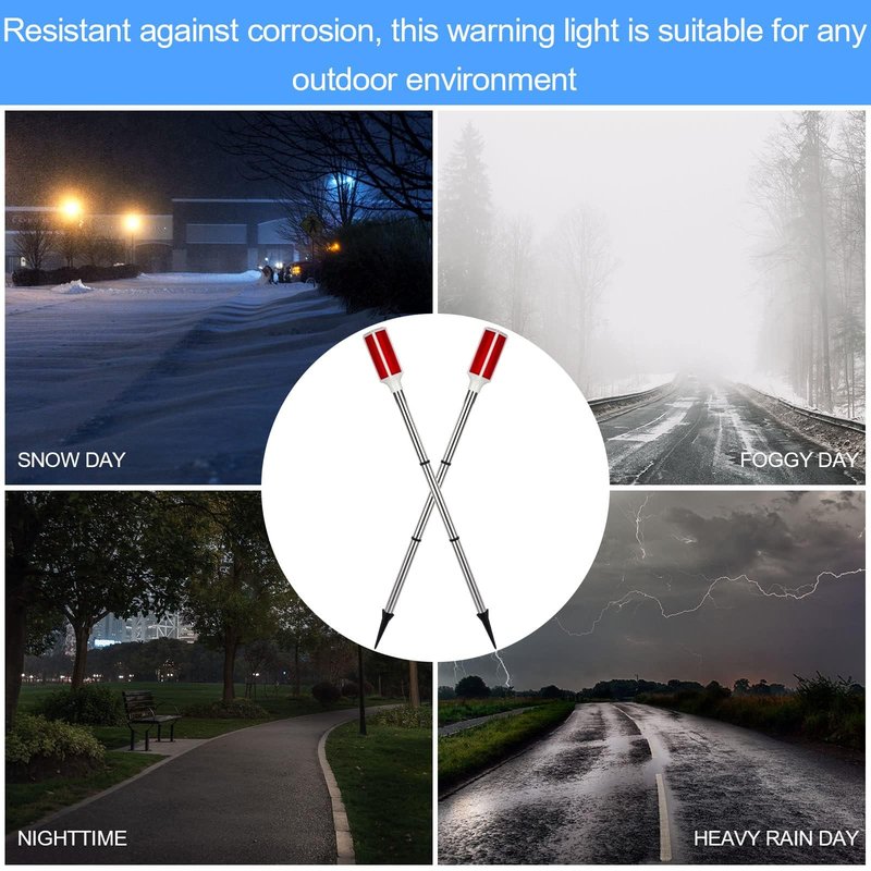 DatingShiny 10PCS Solar Powered Driveway Markers Reflective Driveway Markers Red Landscape Driveway Reflectors for Snow Road Outdoor Yard Parking Sidewalk