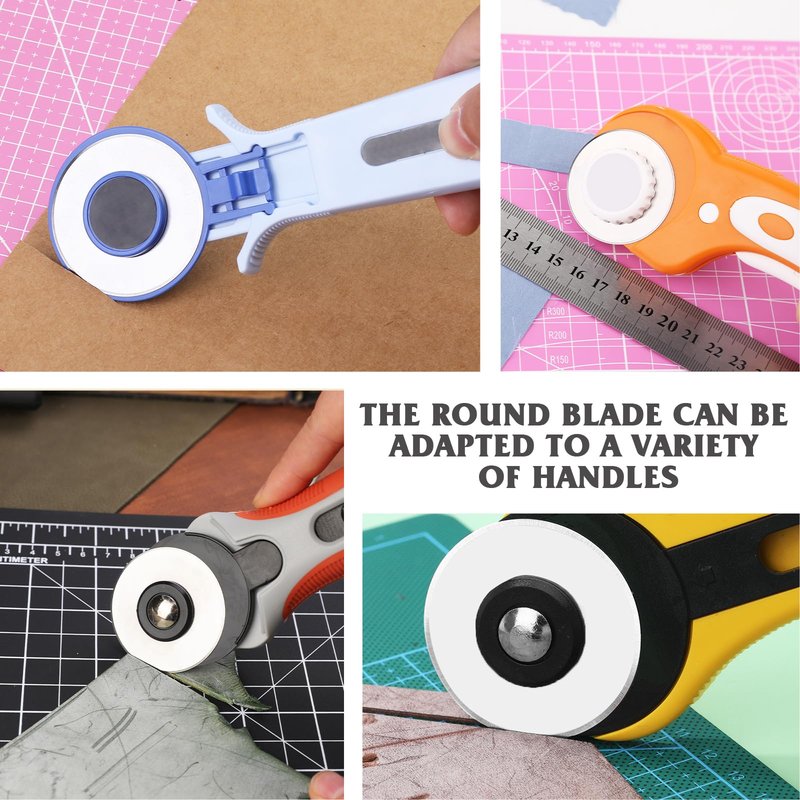 10Pcs 45mm Rotary Cutter Blades for Rotary Cutter, Rotary Cutter Replacement Blades Includes Plastic Blade Storage Case, Rotary Cutter Replacement for Quilting Fabric, Paper, Leather