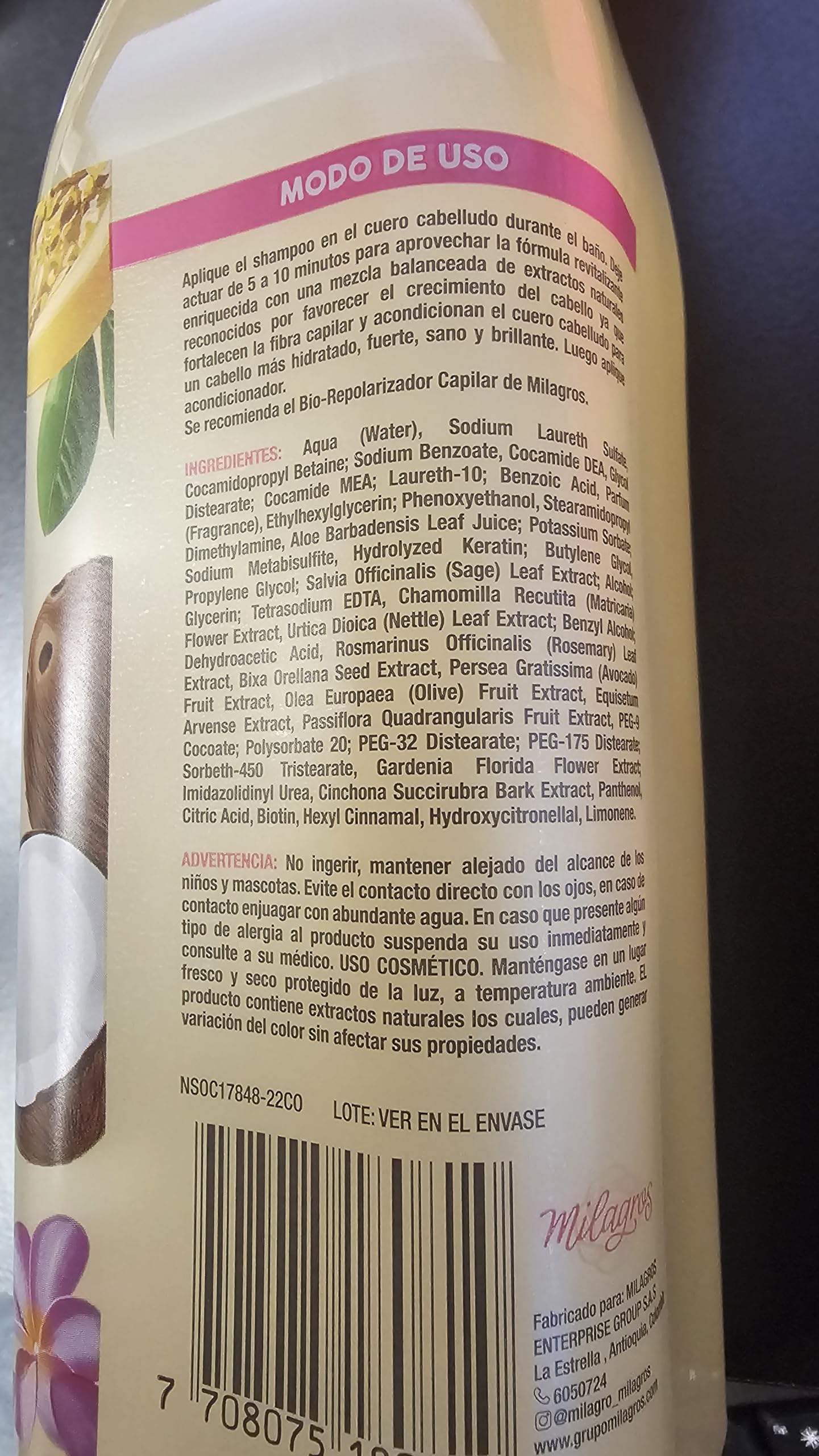 Milagros Tratamiento Biorepolarizador & Elixir Revitalizante Rescate Instantaneo | Tratamiento Colombiano de para cabellos muy danados