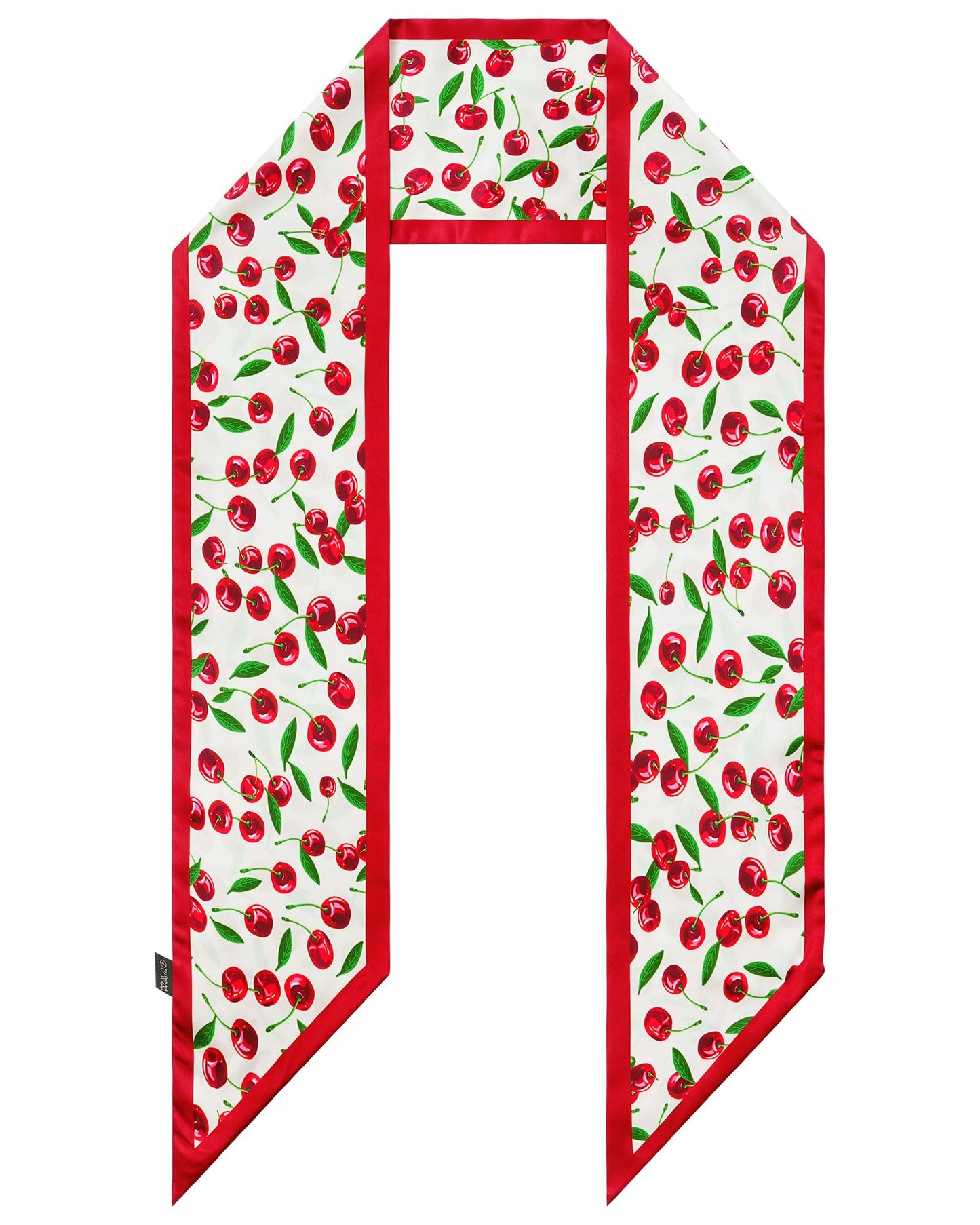 Mesovor Cherry Head Scarf Hair Neck Scarves for Women, Silky Scarf for Purse Bag Handbags | Satin Skinny Scarf Headbands for Country Concert Western Outfits (Cherry (White))