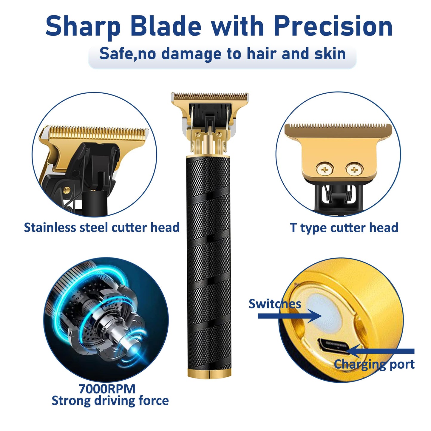 Keposon Cordless Hair Clipper, Beard Trimmer for Men, Rechargeable T-Blade Grooming Kit with Makeup Pouch for Home & Travel Gifts for Men