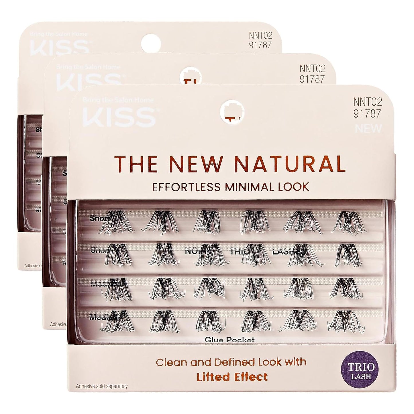 False Eyelashes - Easy To Apply Reusable Lashes | Cruelty-Free Natural Volume Trio Clusters (12mm-16mm) - Style ‘Noir’