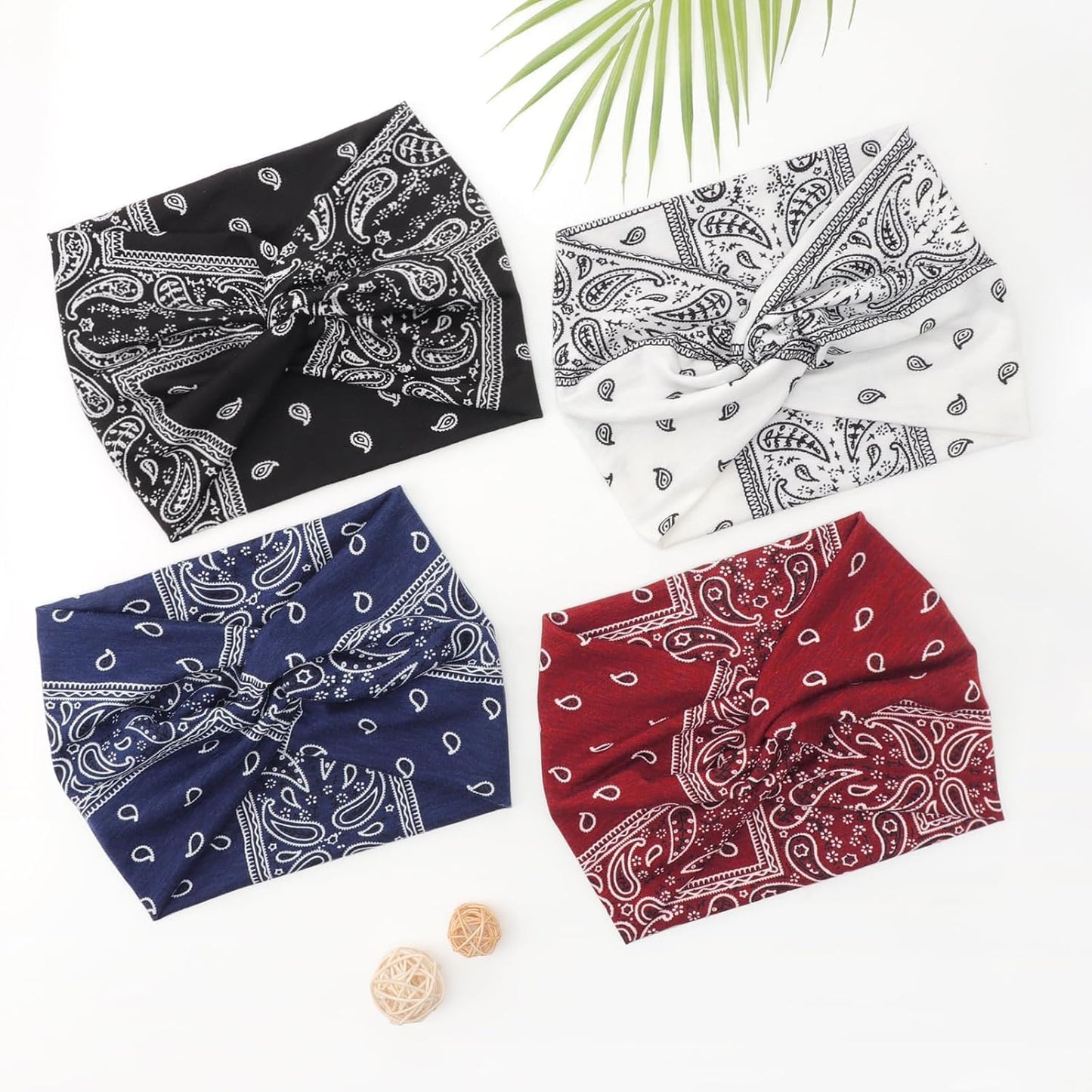 AQOKKA Extra Wide Headbands for Women Large Turban Headband Non Slip Boho Elastic Hairband Hair Twisted Knot Head Bands Accessories