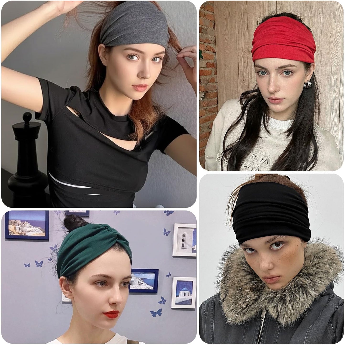 GLOBLELAND 12 Pcs Stretchy Headbands for Women Wide Hair Bands Absorbed Sport Headband Soft Twist Knotted Headbands for Yoga Washing Face Makeup Workout Spa Running