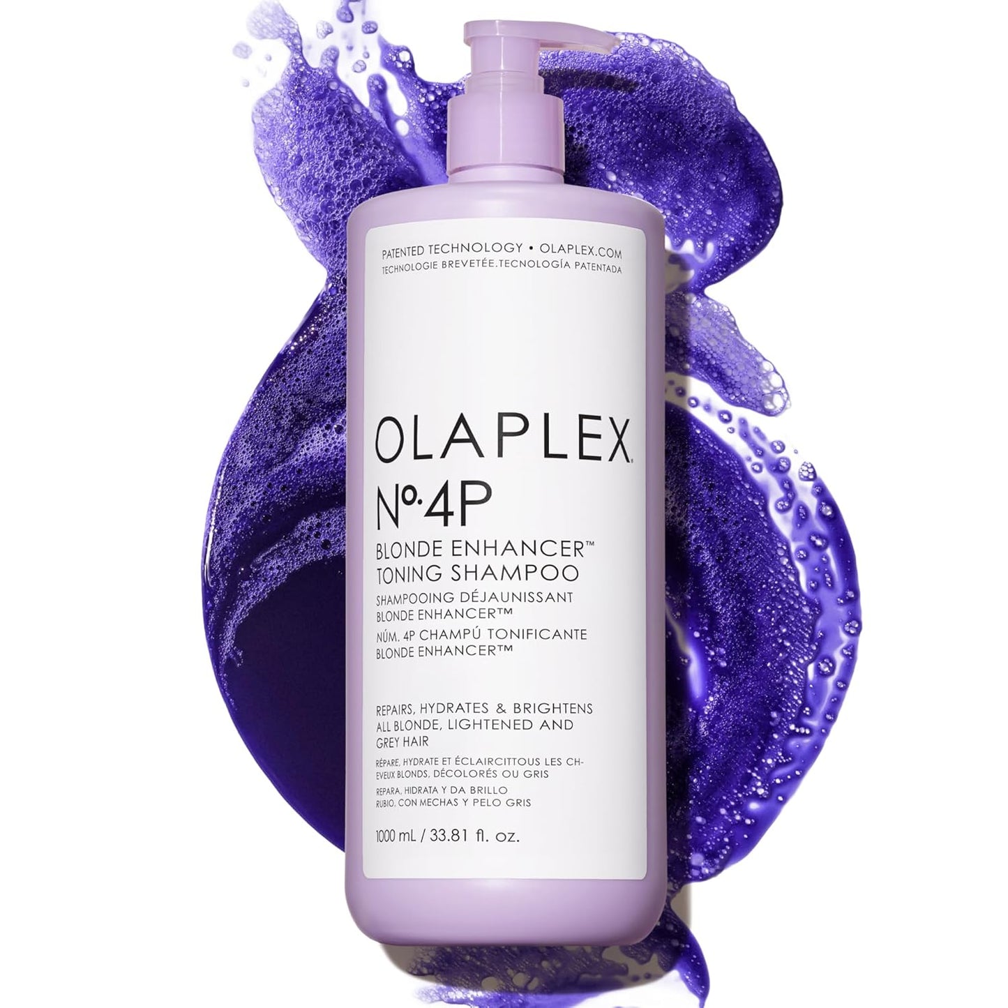 Olaplex Nº.4P Blonde Enhancer Purple Toning Shampoo - Neutralizes Brassiness & Strengthens Hair | Hydrating for All Hair Types
