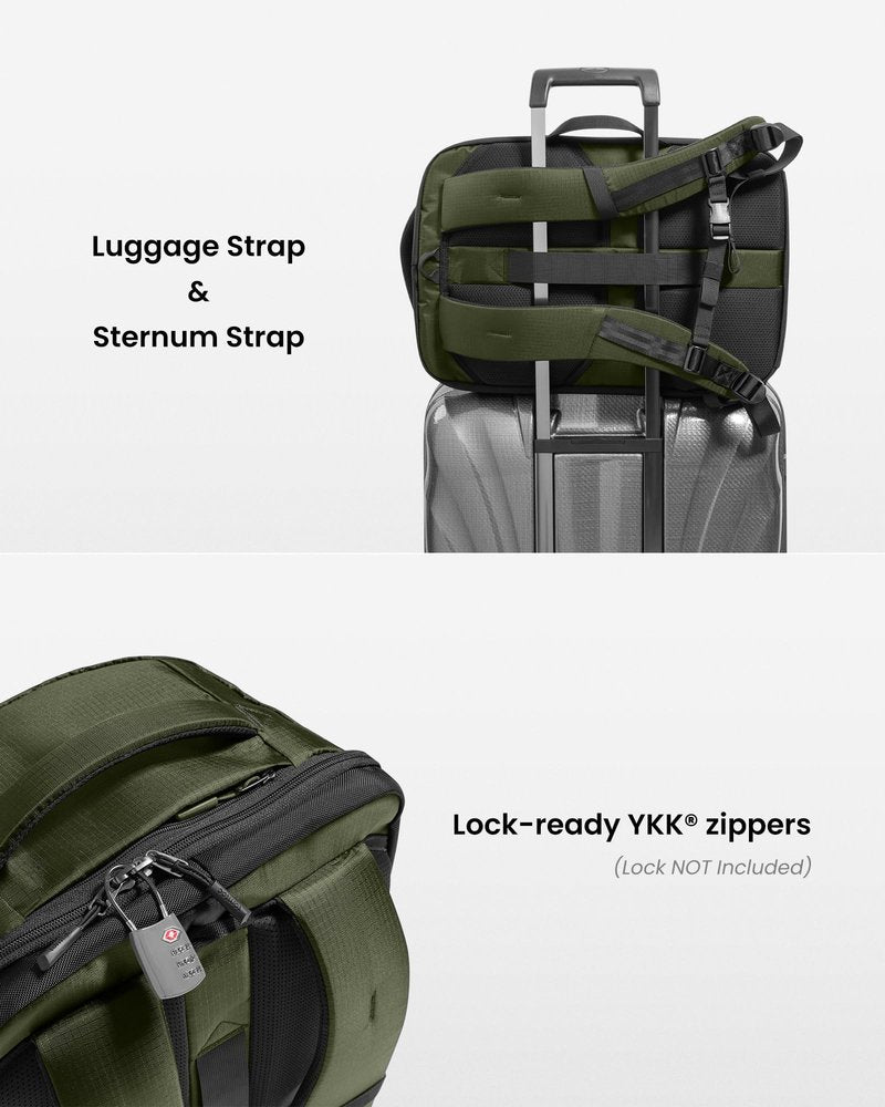 tomtoc Travel Backpack 40L, TSA Friendly Flight Approved Carry-on Luggage Hand Water-resistant Lightweight Business Rucksack, Durable Large Weekender Bag Daypack Fits 17.3 Inch Laptop