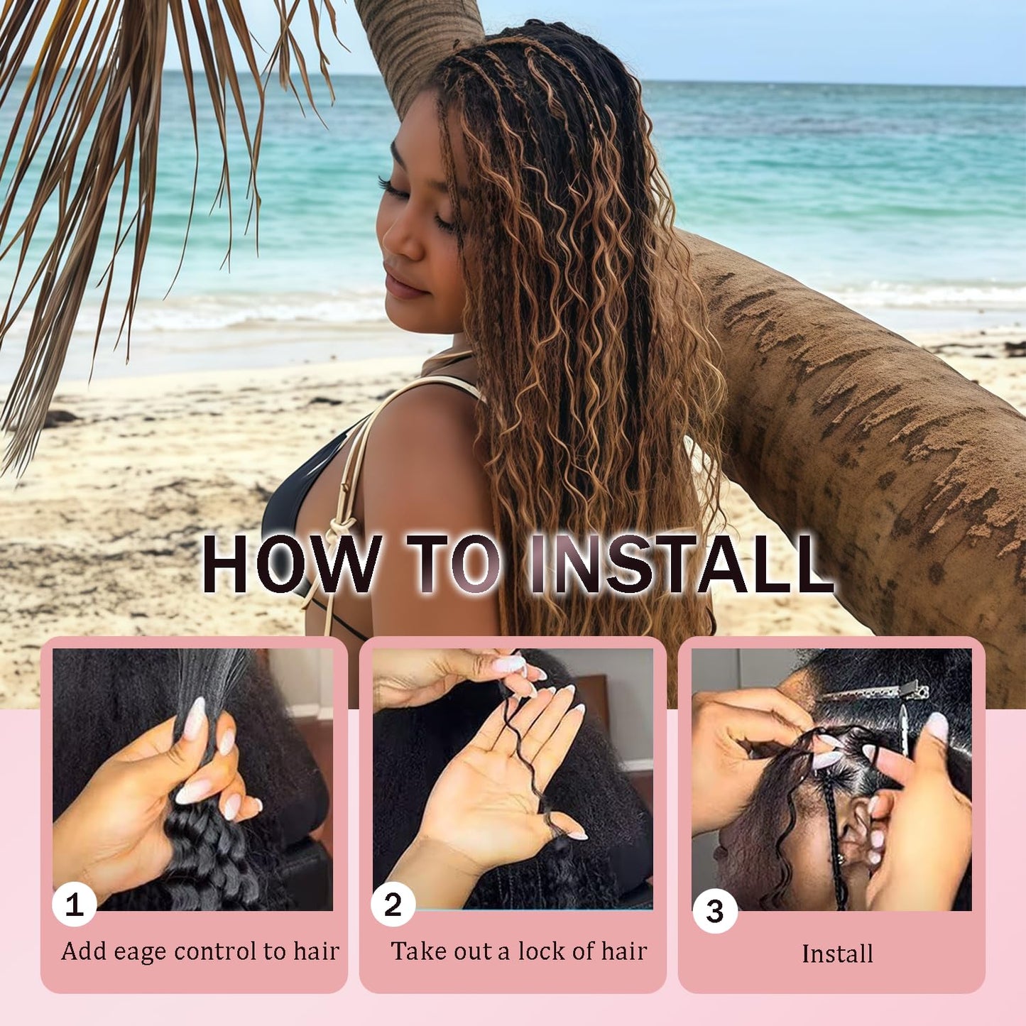 P4/27 Highlight BlondeHuman Braiding Hair for Boho Braids 150g 3 Bundles 32 32 32 Inch Brown Deep Wave Bulk Hair P4/27 Curly Human Hair Extensions for Braids Wet and Wavy Braid