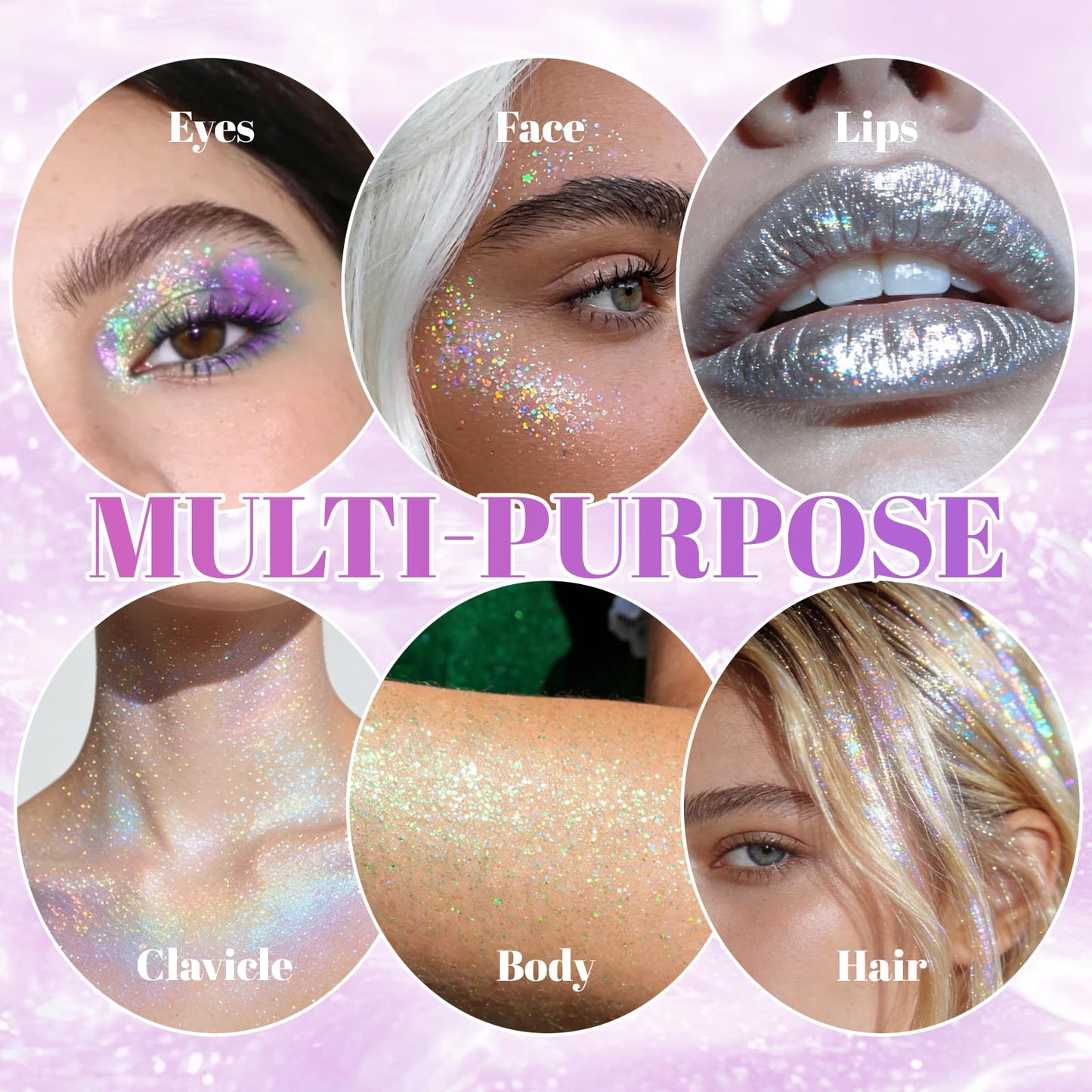 CAHOTO Pastel Roll-on Glitter for Face Body and Hair, Mermaid Sparkling Holographic Shimmer, Chameleon Color Rolling Sequins for Concerts Rave Festival Halloween Party Carnival, 1.02fl.oz