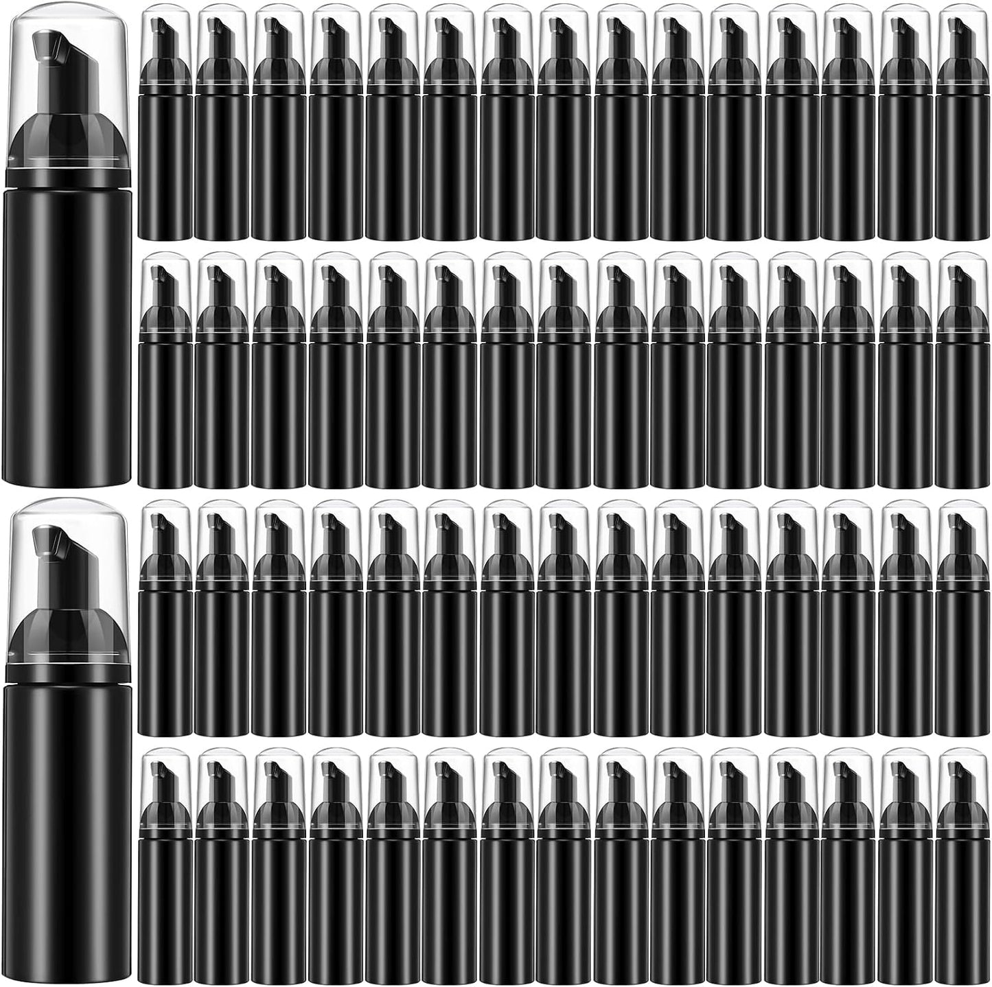 Plastic Foam Soap Dispensers - 70 Pcs Refillable 2 oz Lash Shampoo Bottles | Mini Travel Foam Dispenser (Transparent)