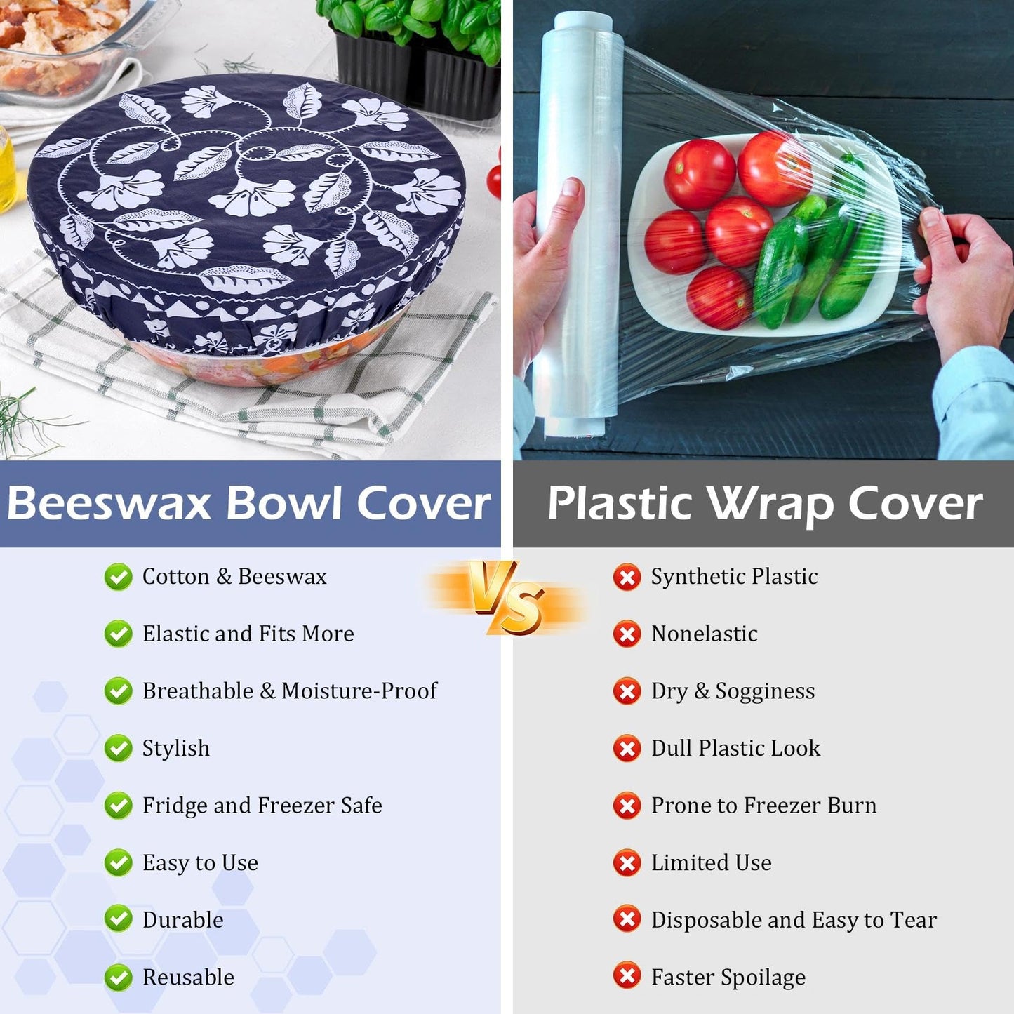 Revahope 2 Large Reusable Beeswax Bowl Covers for Bread Proofing, 10/12 Inch Elastic Beeswax Wraps Cotton Cloth Sourdough Bowl Covers for Proofing Baskets, Mixer Bowls, Food Storage Containers