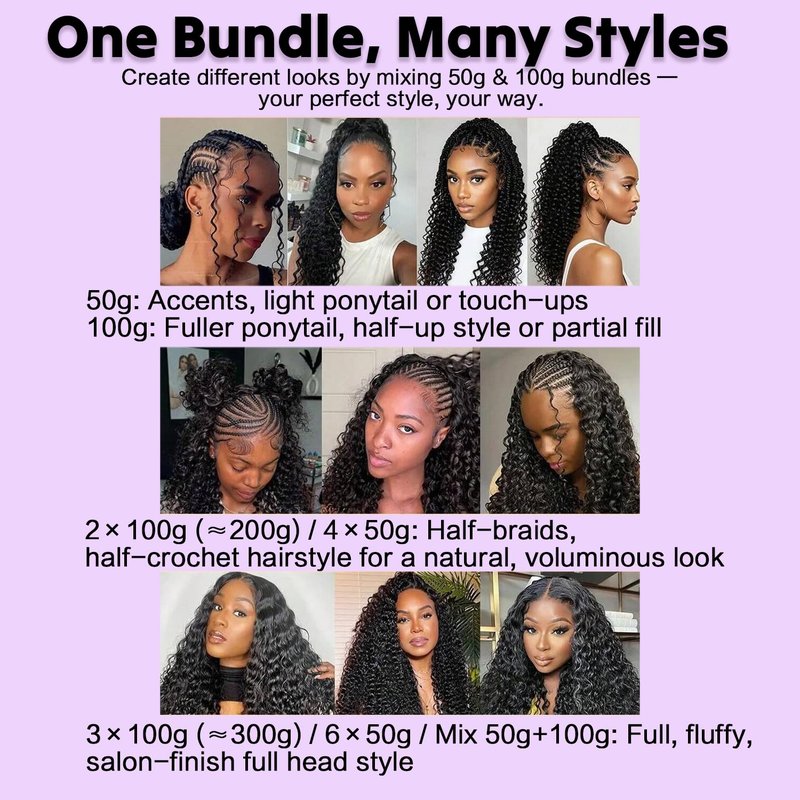 Burmese Curly Crochet Hair - Lightweight 16 Inch Human Hair Bundles | Natural Black, Pre-Separated Extensions