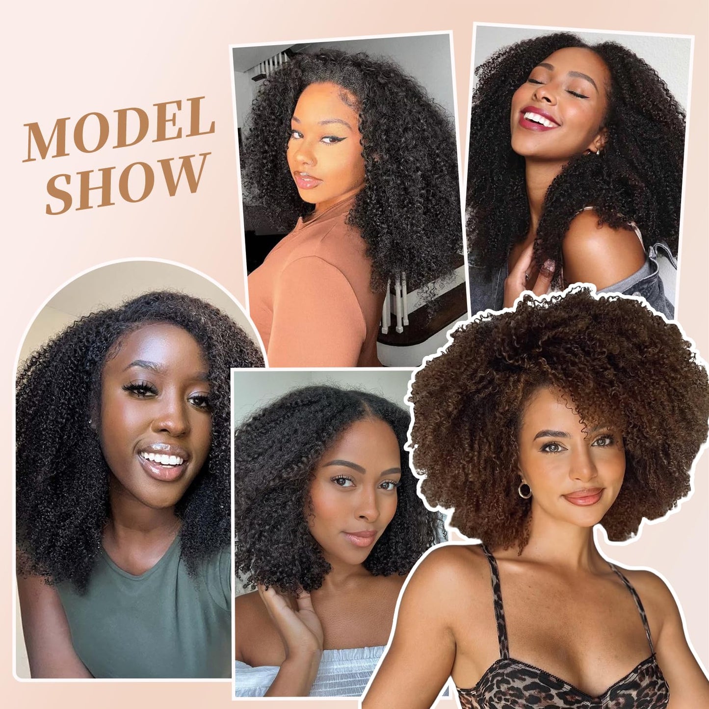 Afro Kinky Curly Clip Ins Human Hair 4C Hair Clip in Extensions Real Natural Human Hair for Black Women 8 pecs with 20 Clips 120g Dark Brown Color 18 Inch