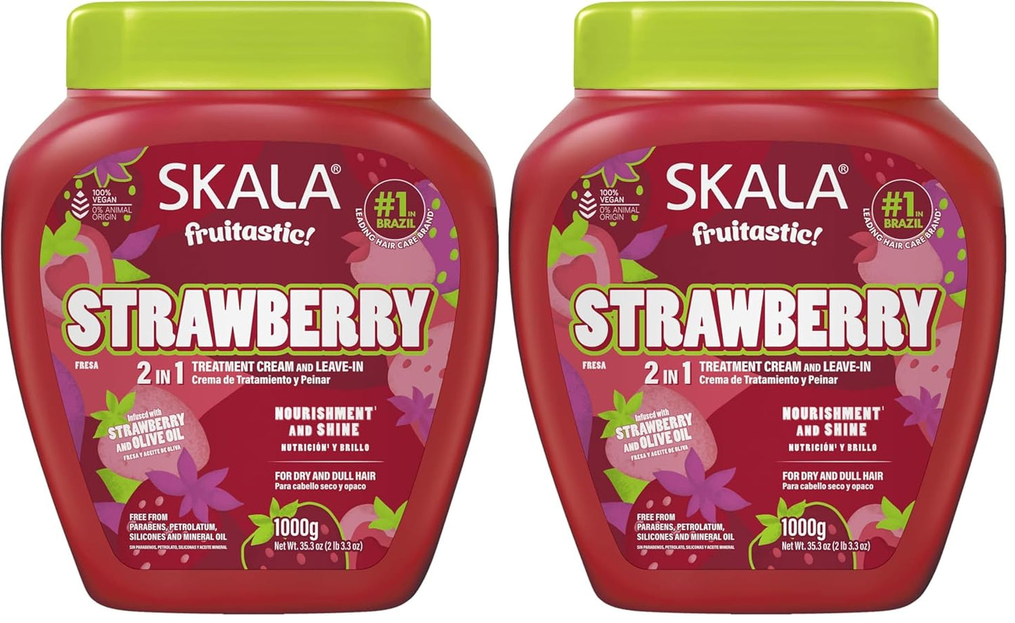 SKALA Strawberry 2-in-1 Treatment Cream | Deep Hydration Leave-In Conditioner for All Hair Types, 35.3 oz