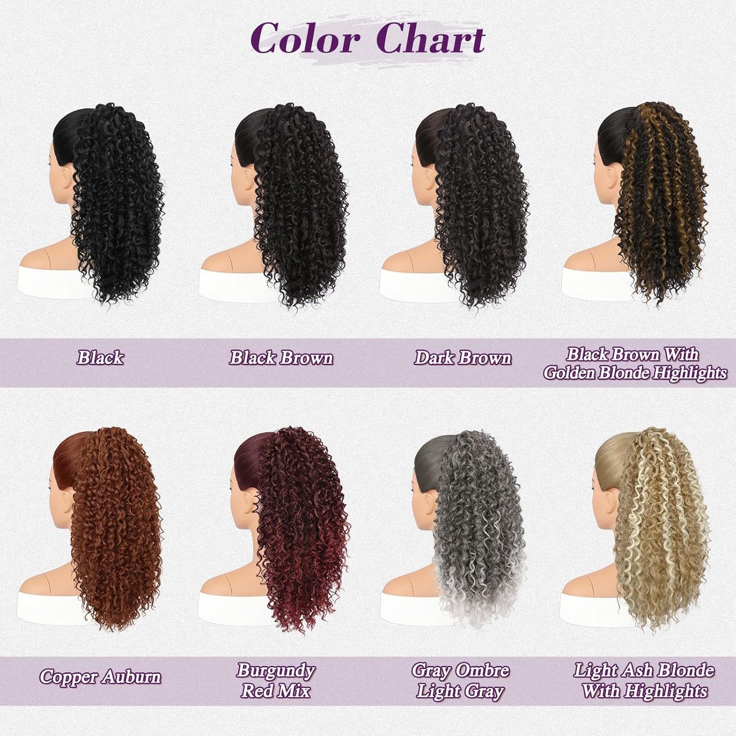 Black Ponytail Extension - 18 Inch Curly Drawstring Hairpiece | Soft, Lightweight Bohemian Style