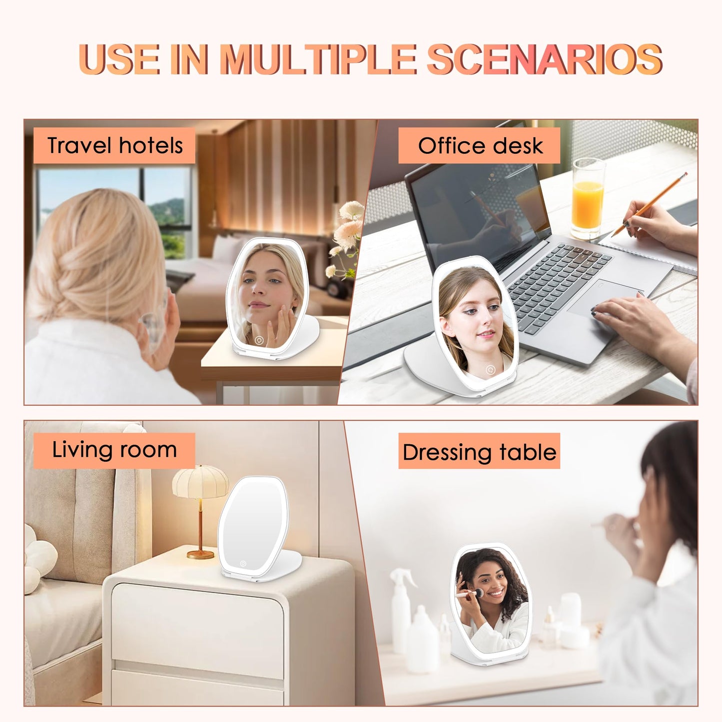 COSYGLOW Travel Makeup Mirror with Light, Portable Hexagon Vanity Mirror