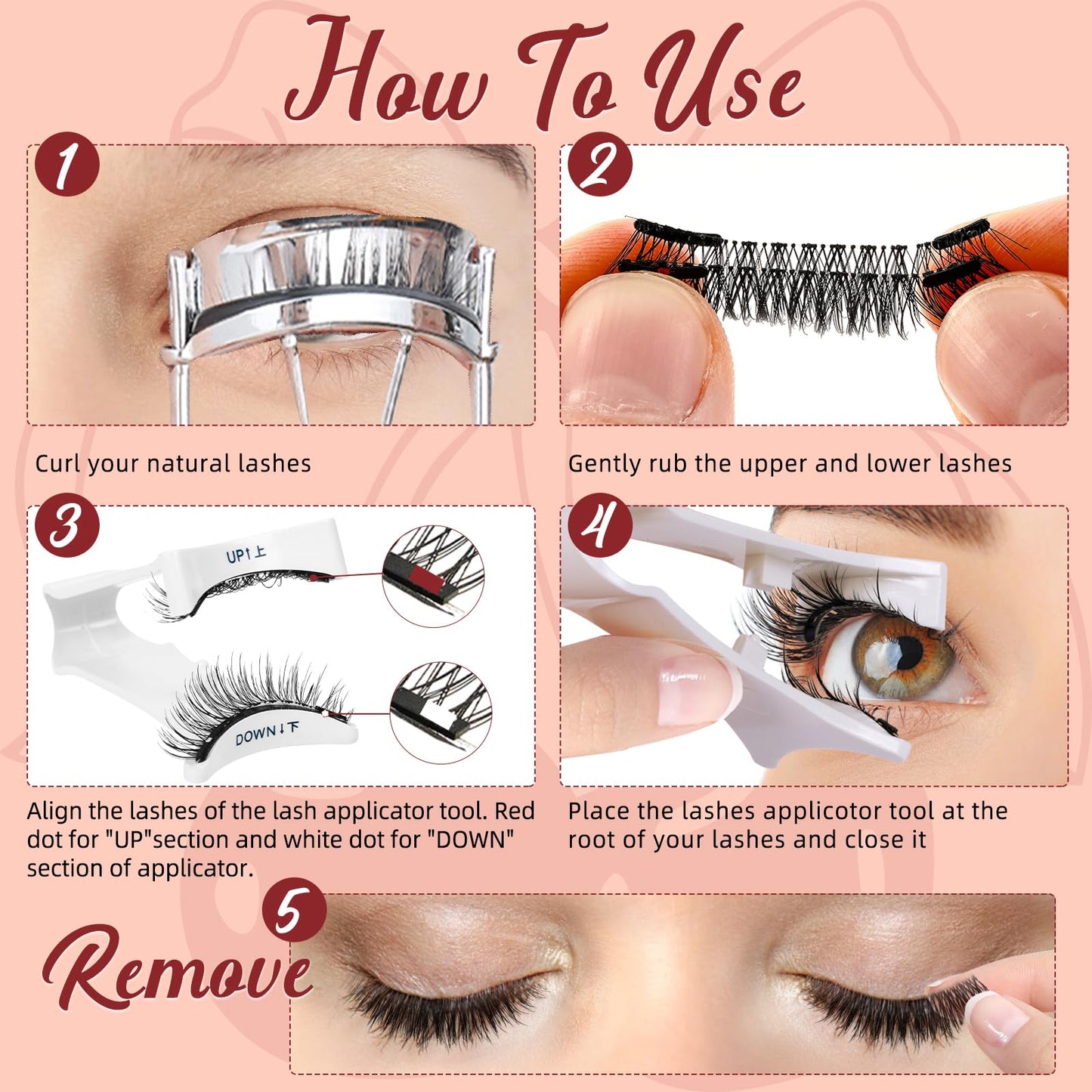 Higu clace Magnetic Eyelashes with Applicator 2 Pairs Magnetic Eyelashes No Glue Needed Reusable Magnet Lashes Natural Look Easy to Wear and Remove(NZH-A+C)