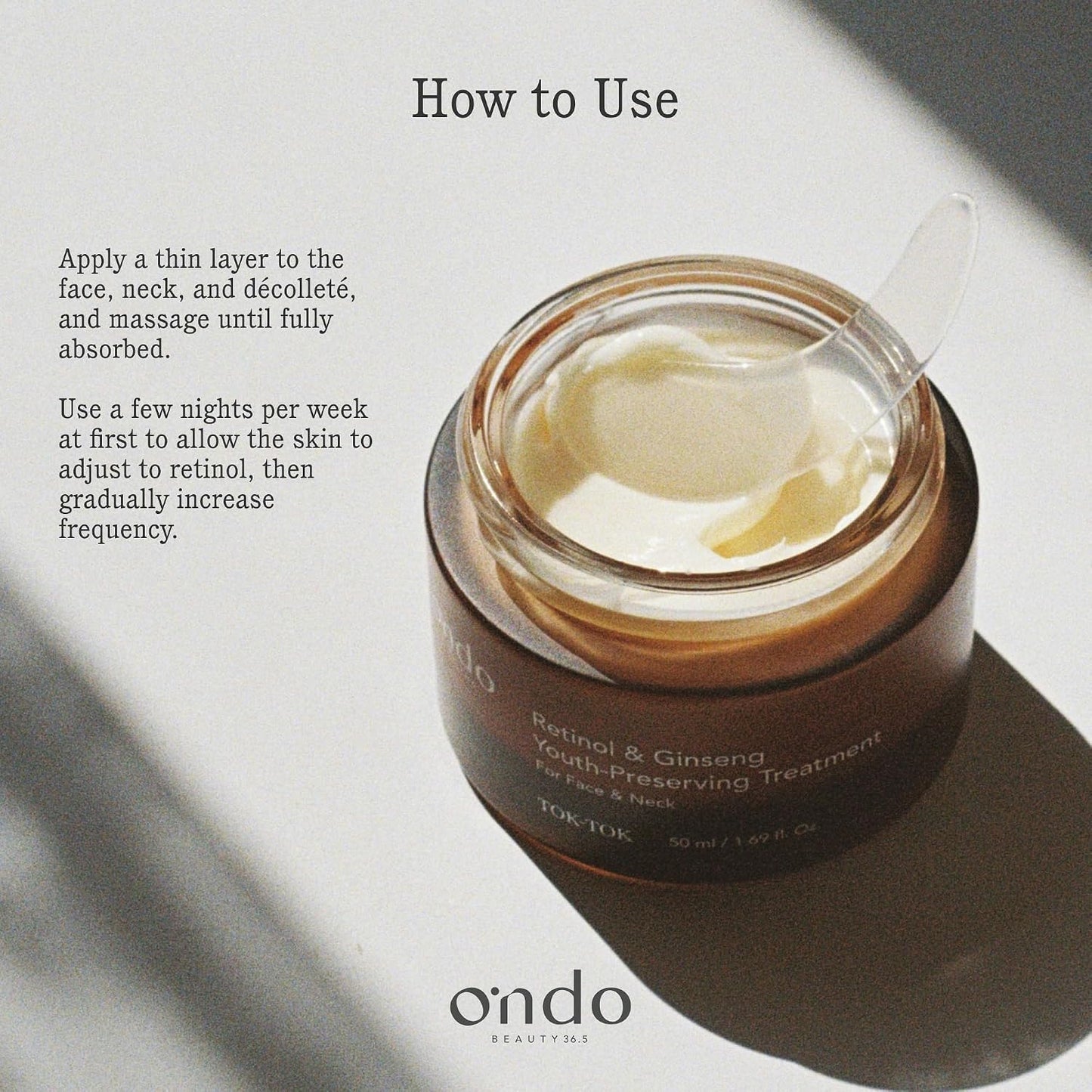 ONDO Beauty Retinol & Ginseng Youth-Preserving Treatment - Firming Vegan Cream for Smooth, Radiant Skin | 1.69 fl. oz.