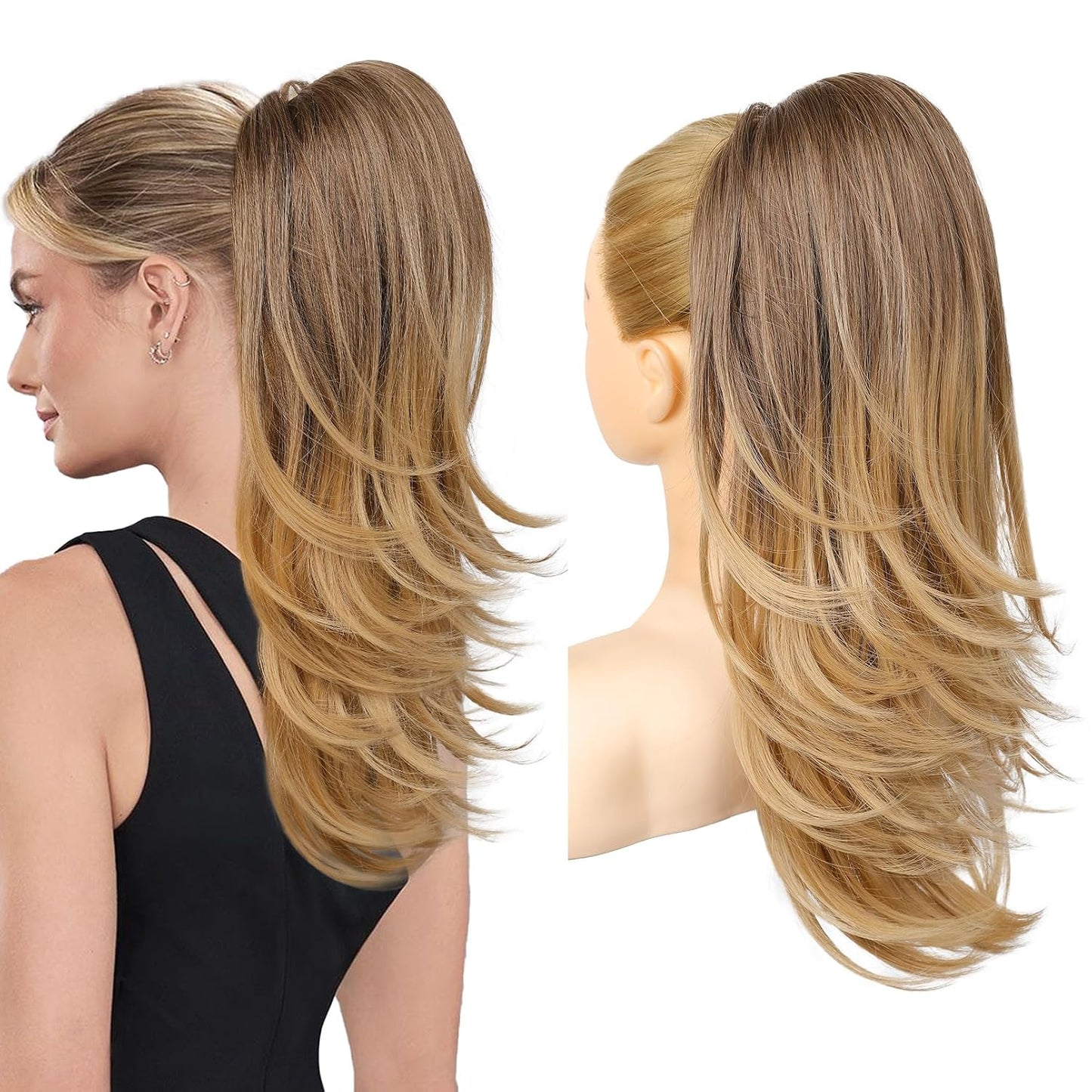 Ponytail Extension for Women - 20 Inch Drawstring Hairpiece | Soft Natural Look in Grey/Silver/White Mix