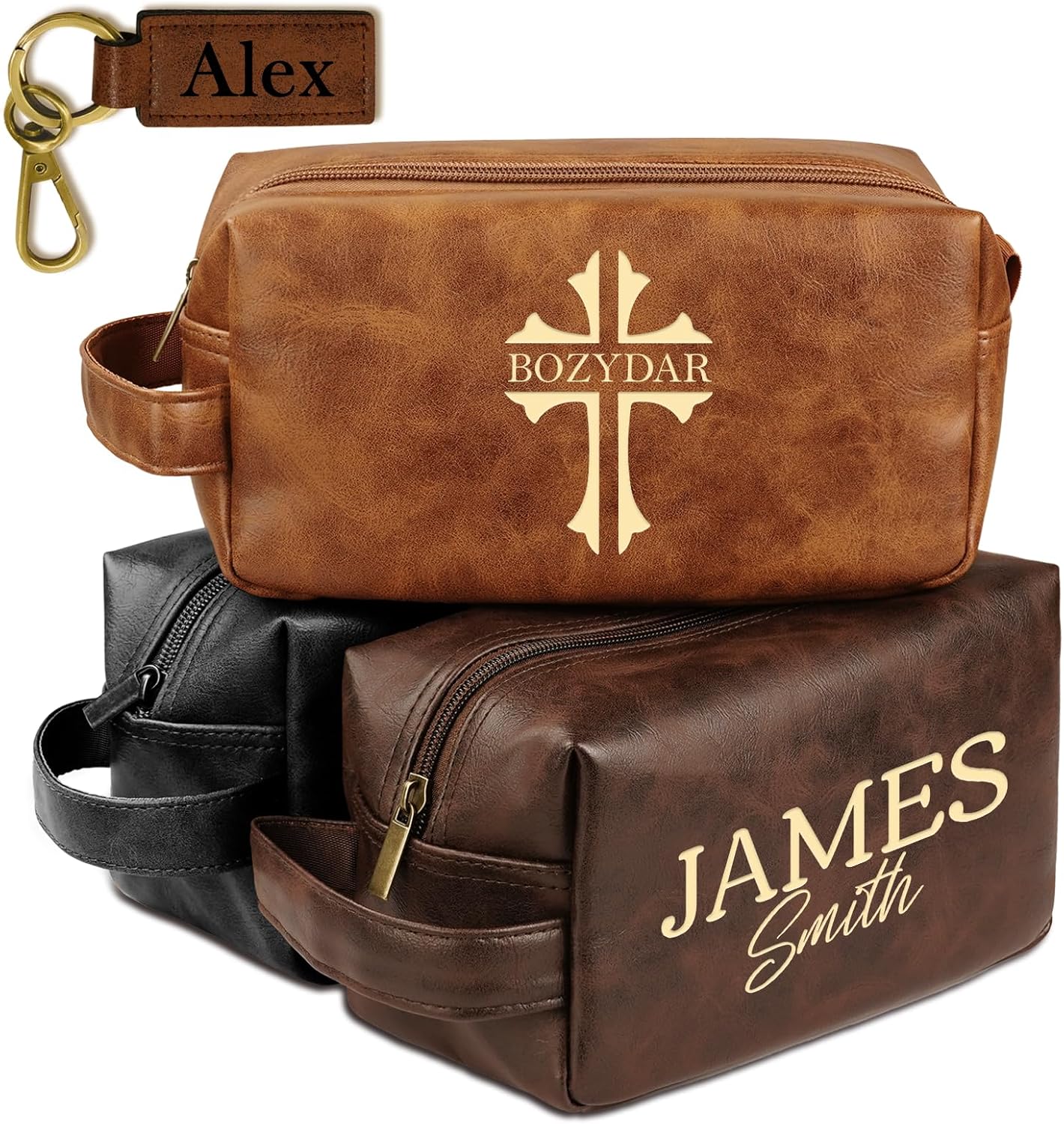 Personalized Toiletry Bag for Men - Custom Leather Travel Shaving Kit | Unique Gift for Dad, Husband, Son, or Groomsmen