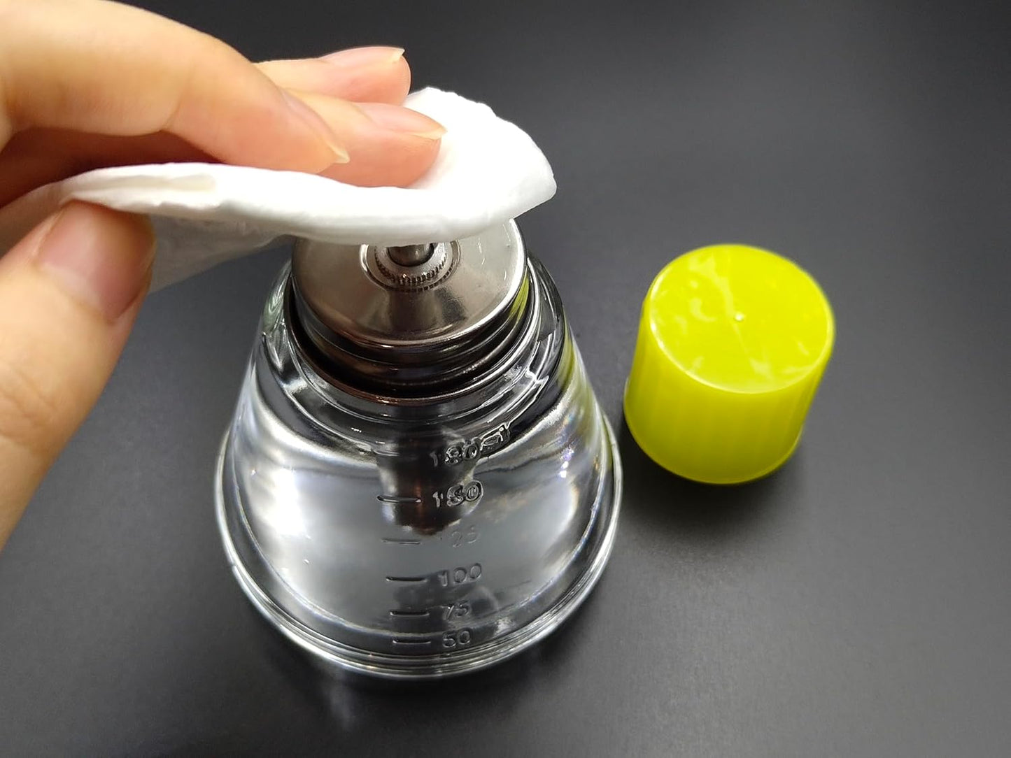 Clear Glass Dispenser Bottle - 180ml Refillable Pump for Nail Polish & Makeup Remover | Versatile Empty Container
