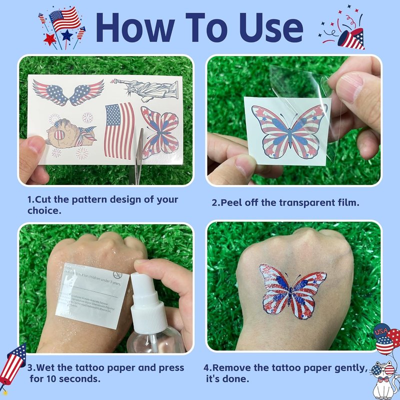 150PCS 4th of July Temporary Tattoos - Patriotic American Flag Fake Tattoo Stickers | Kids Party Favors & Decorations
