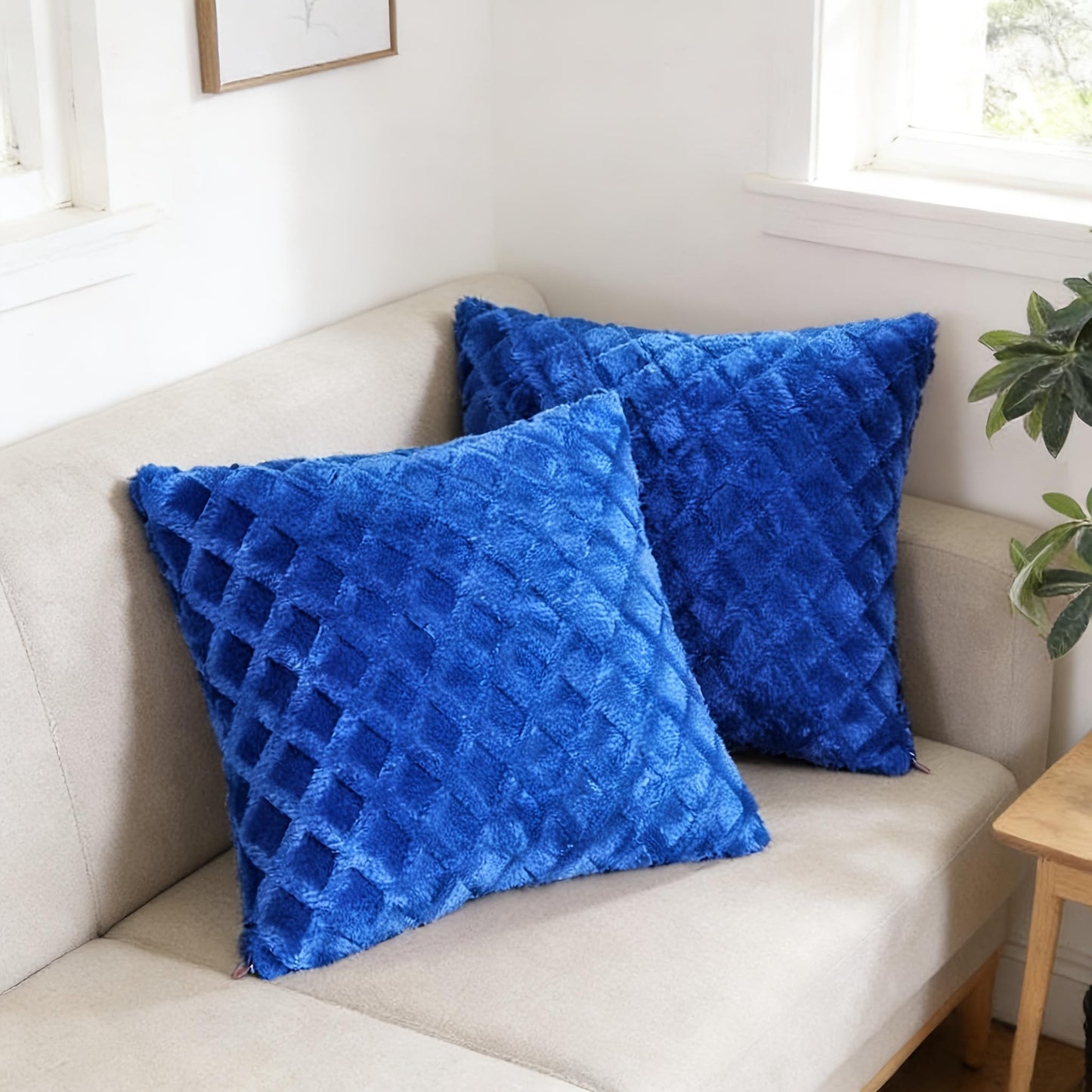 Geometric Pattern Pillow Covers Set of 2 Plush Soft 43x43 cm Machine Washable Decorative for Sofa Bedroom Outdoor, Burgundy