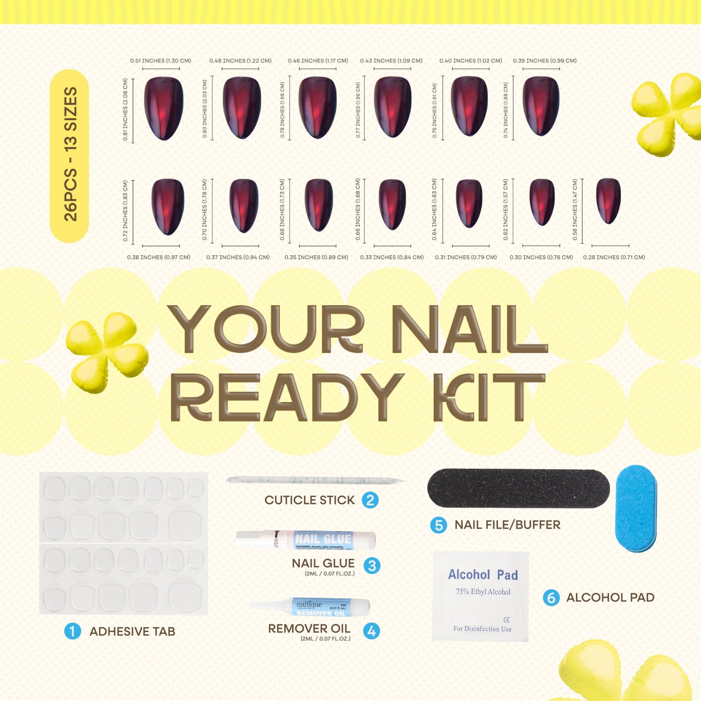 Nailique Press On Nails Short Almond – Handmade Cat Eye Soft Gel Dark Black Red, 26pcs Reusable Nail Tips with Lamp-Curable Glue, Glossy Glam Valentine Wedding Party Manicure