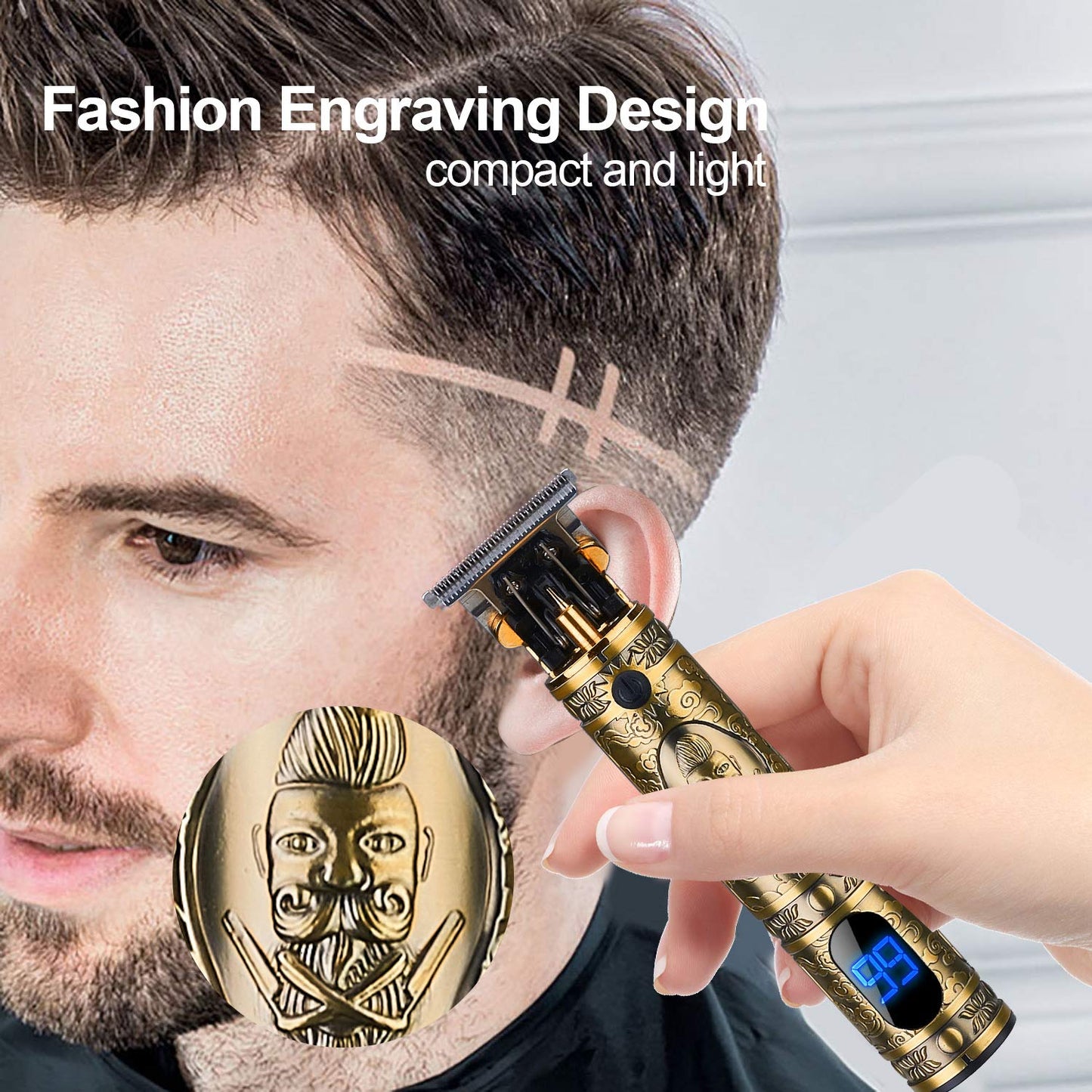 Suttik Hair Clippers for Men, Professional Hair & Beard Trimmer for Men, Mustache Trimmer T-Blade Hair Liner Edgers, Gold Knight Close-Cutting Trimmers