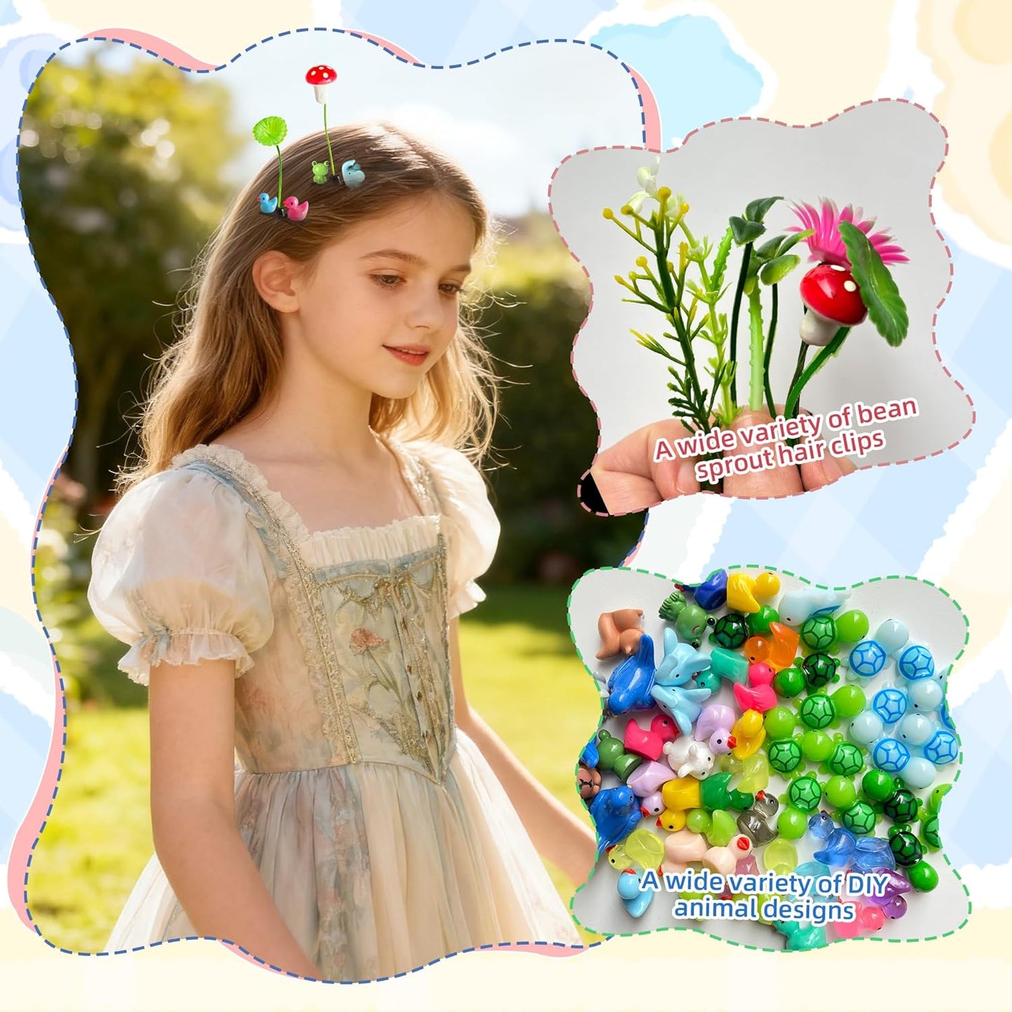 Xyntara DIY Rave Hair Clips - 50 Sets Mixed Style Plant Hairpins for Women & Kids | Turtle Design