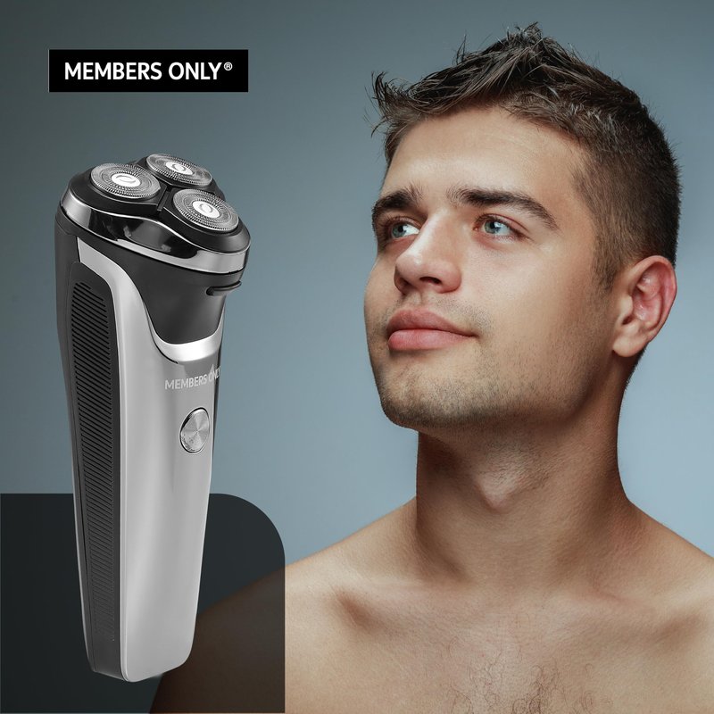 Members Only Electric Razor for Men, Lithium Metallic Cordless 3 Heads Rotary Shaver, Precision Trimming, Close Shave with Built-in Pop-up Trimmer, IPX6 Waterproof, USB Rechargeable Battery
