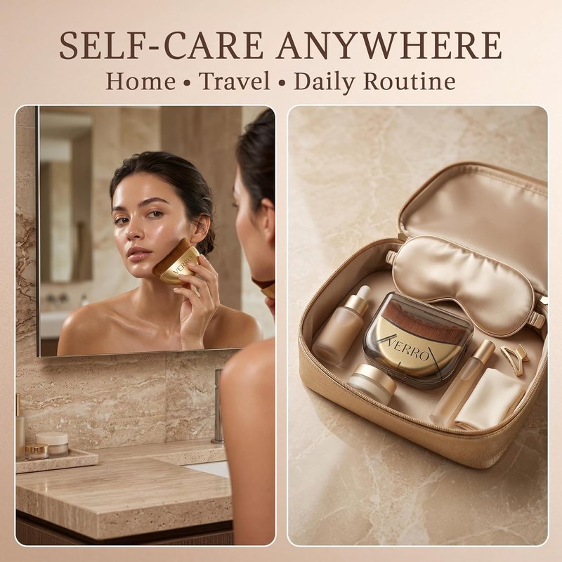 Lymphatic Face Brush Set - 2 Pack Facial Dry Brushes for Sculpting & Drainage | Ultra Soft Bristles, Travel Cases Included