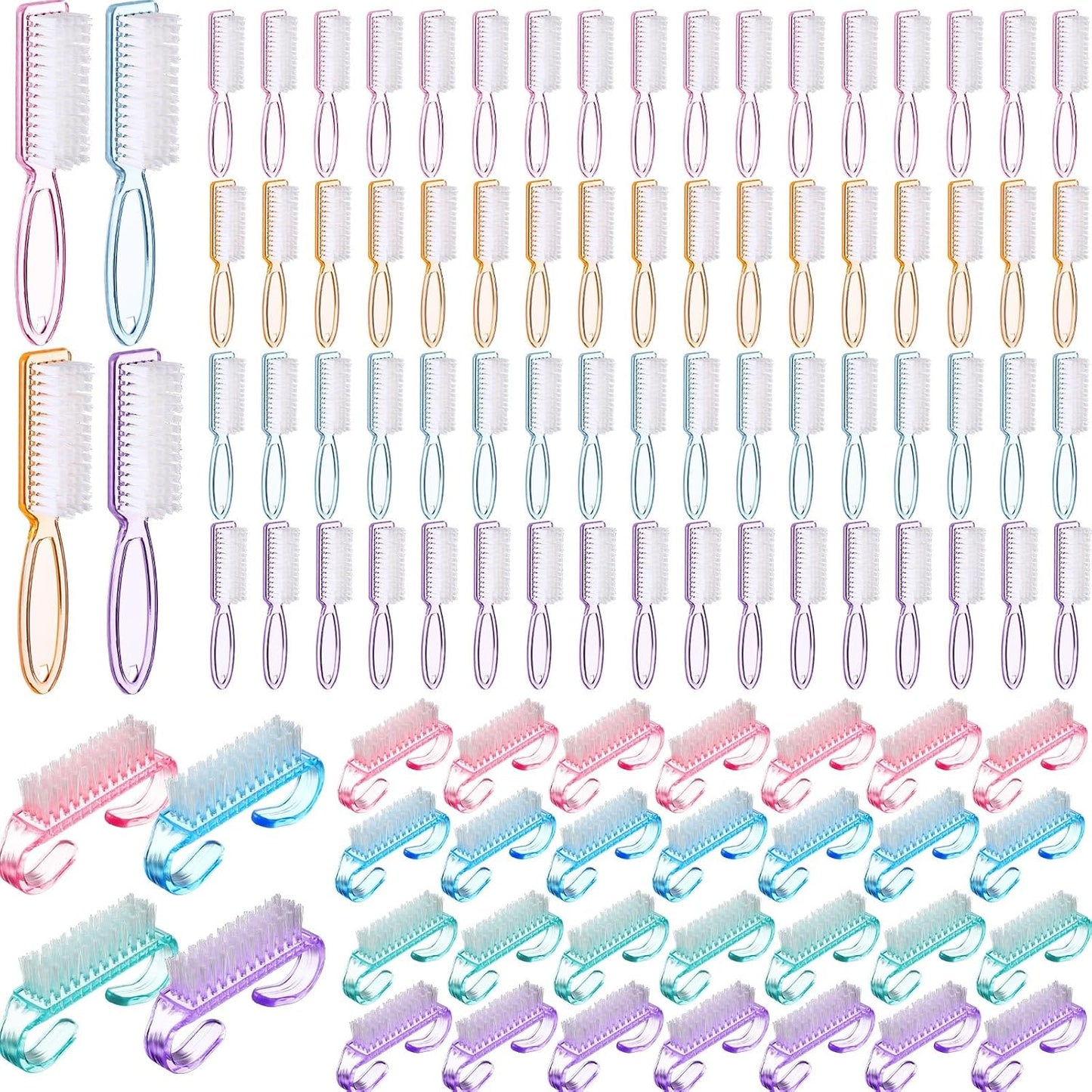 Nail Brushes for Cleaning - Ergonomic Handle Grip Pedicure Scrubbing Tool | Multicolor Set of 12