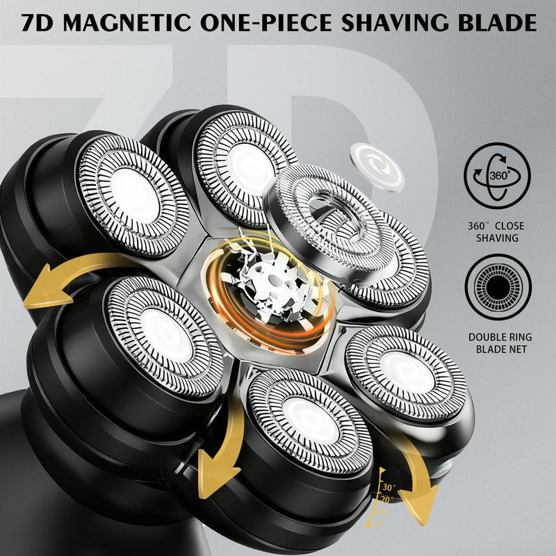 VODOZAVA Head Shaver Replacement Heads Magnetic 7 Blades Razor Replacement Blades Compatible with Freebird Shaver & Other Brands (silver8)